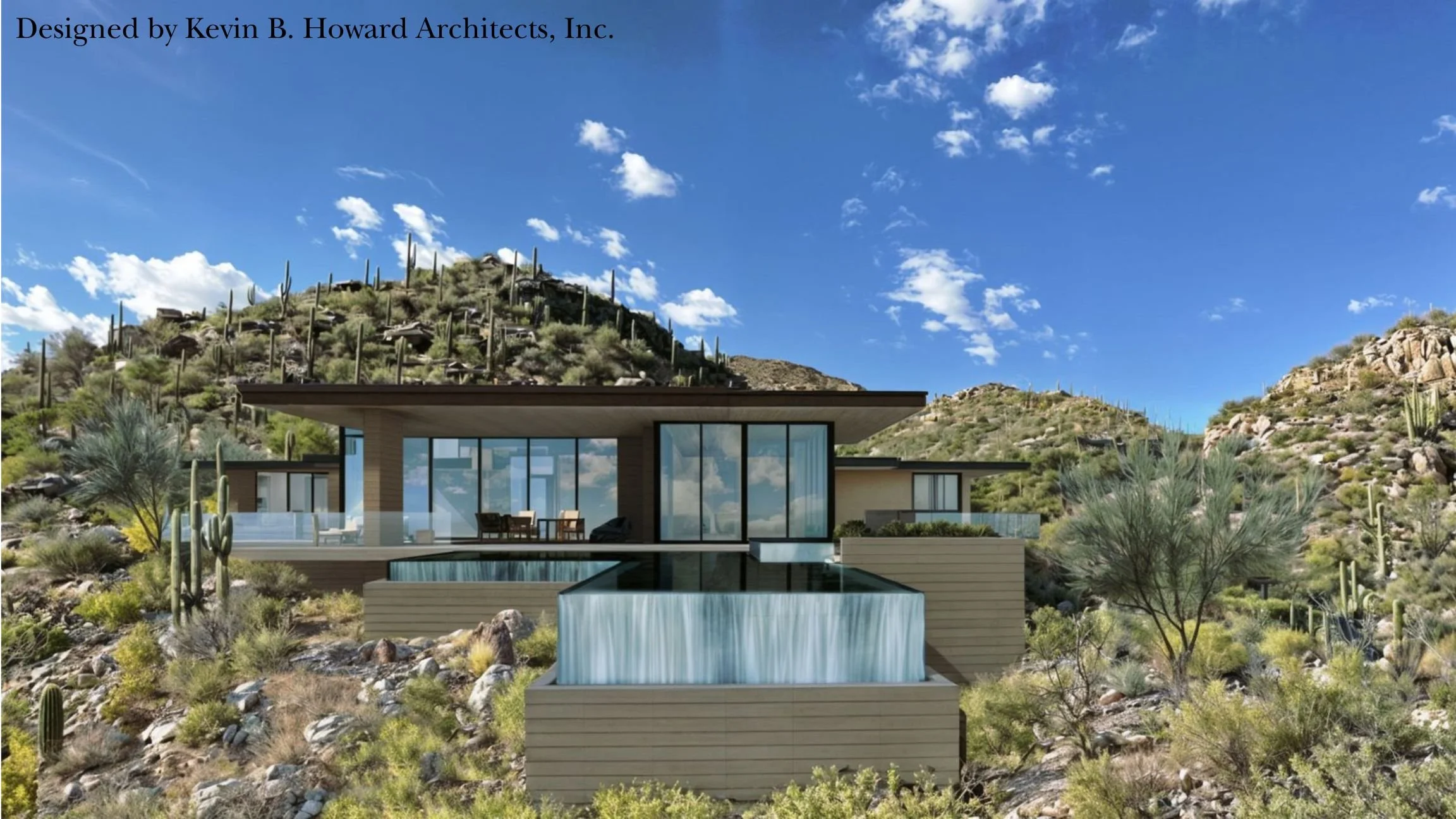 Dove Mountain Canyon Pass Custom Home Build Rendering with modern finish and beautiful windows