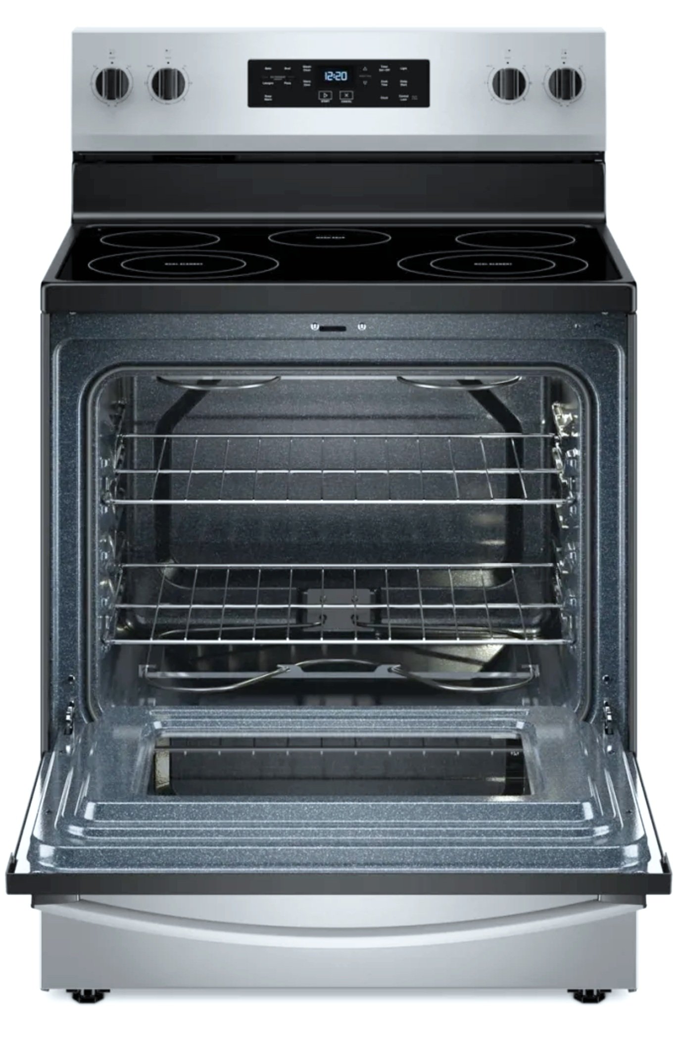 Interior of GE Profile PSS93YP9FS featuring True Convection cooking and No Preheat Air Fry technology.