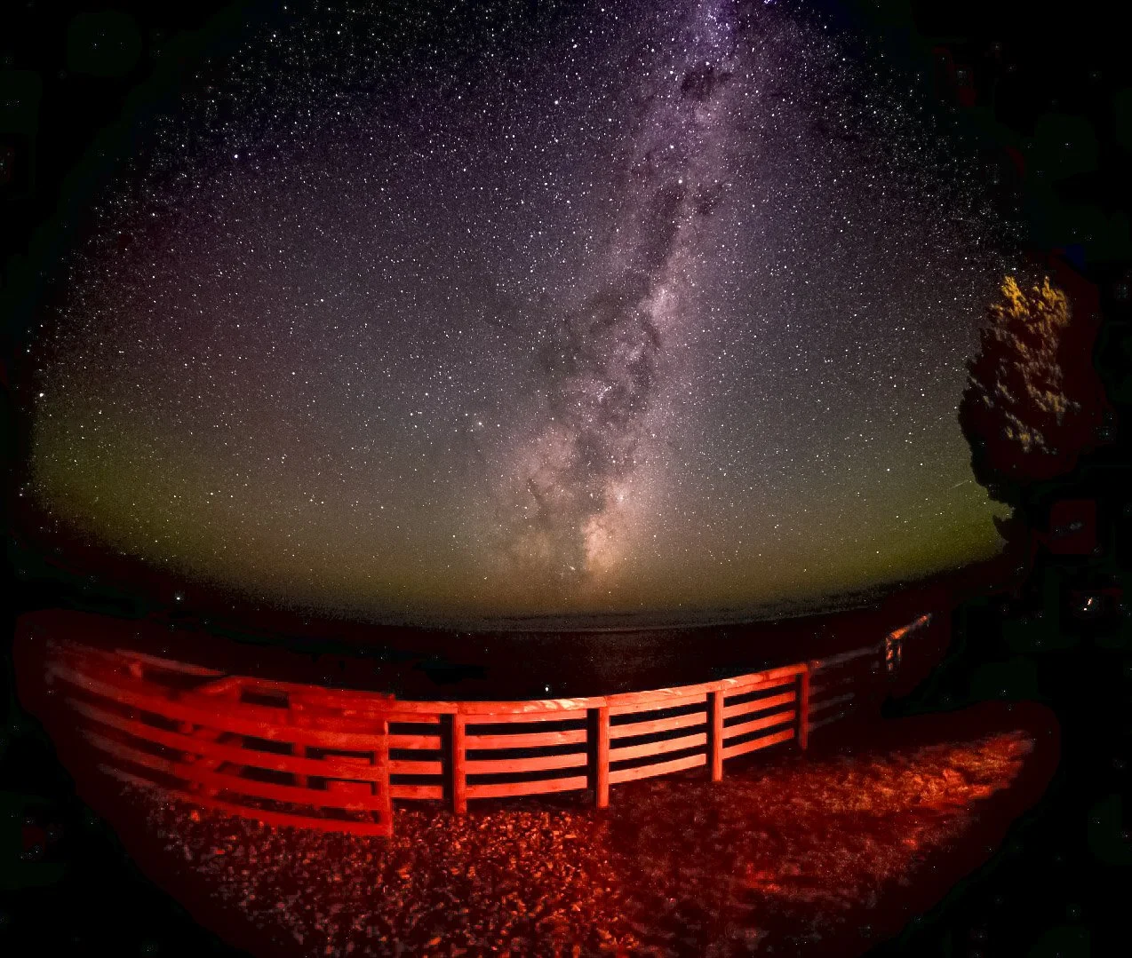 Starry night sky, in front of the accommodation at The Last Resort trail, Tora, Wairarapa.