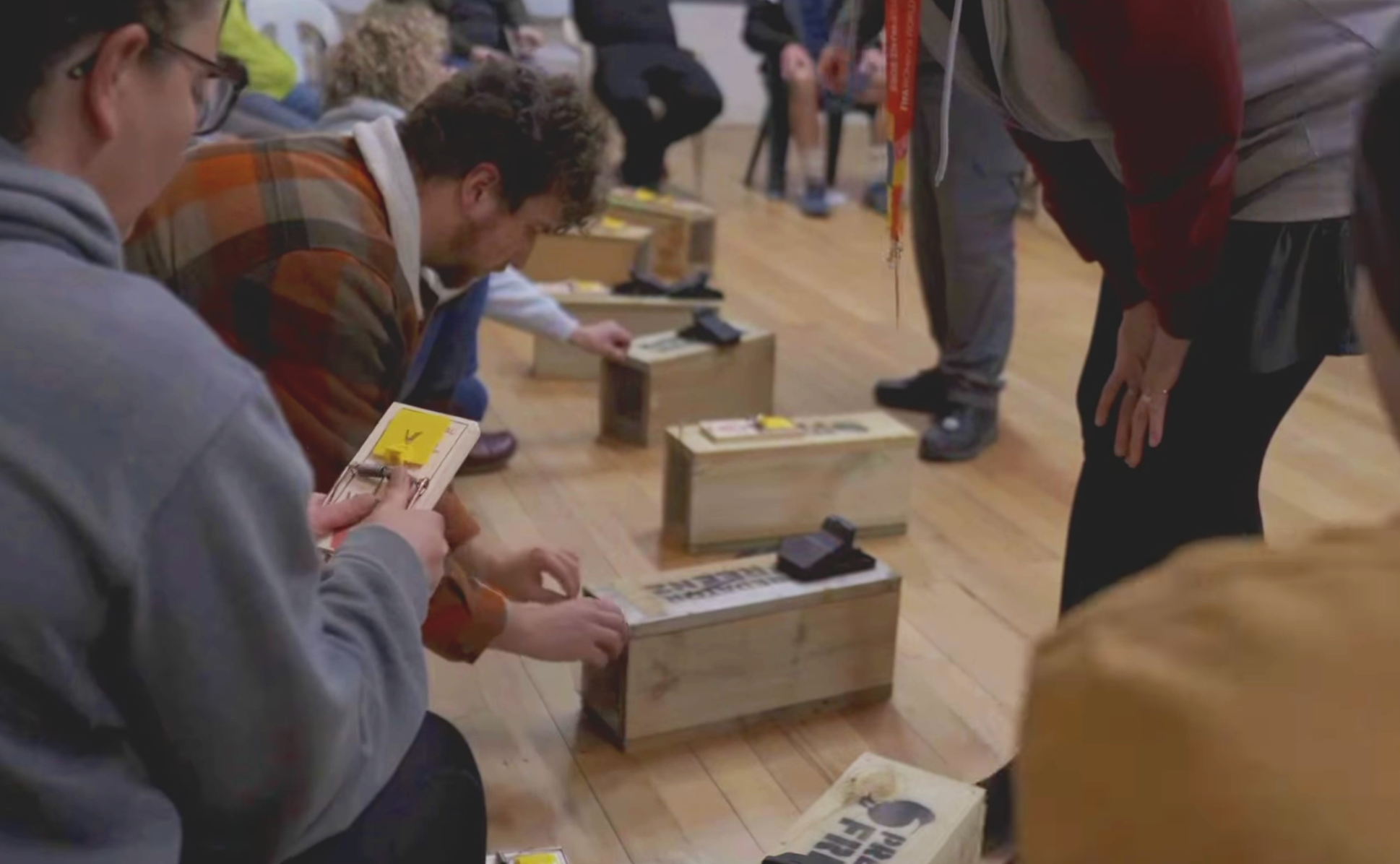 People being trained to use traps