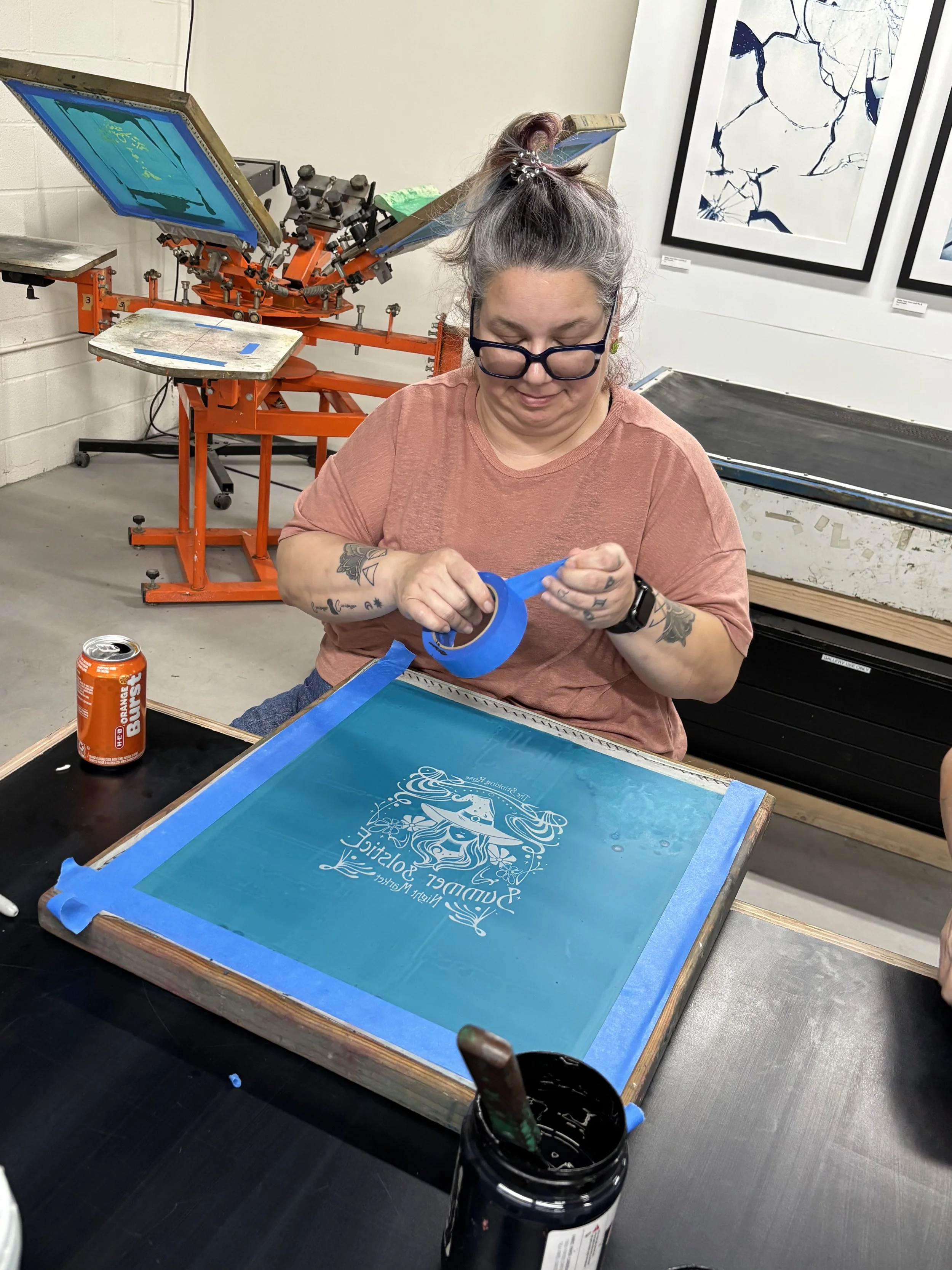 Screen printing at Breva Creative