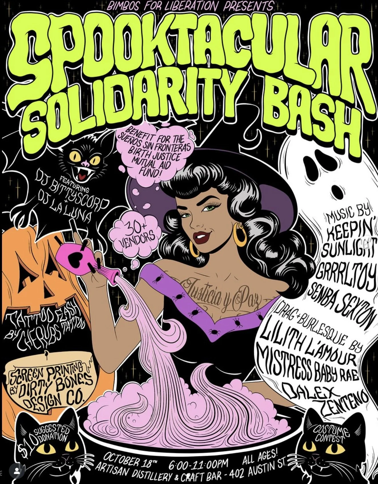 Screen printing @ Spooktacular Solidarity Bash