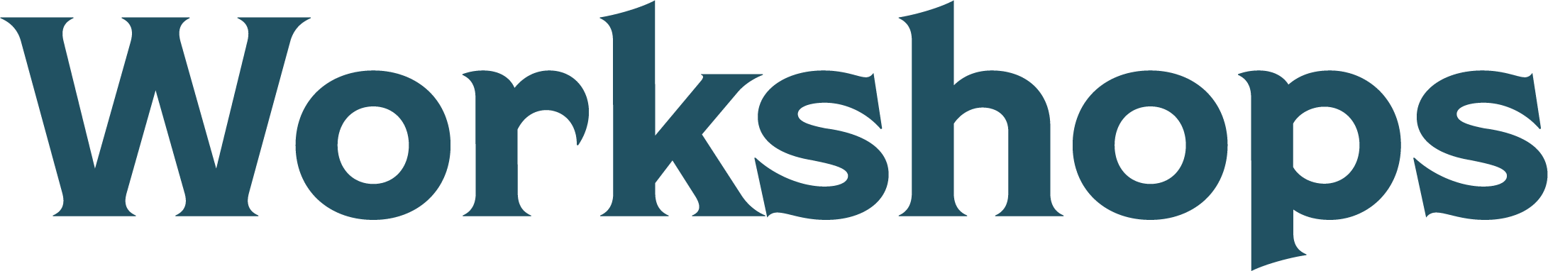 The image has the word 'Workshops' written in large, blue letters.