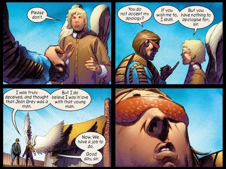 Scotius apologizes to Werner for his jealousy. Werner tells him not to apologize since he was indeed in love with "John," leaving Scotius dumbfounded.