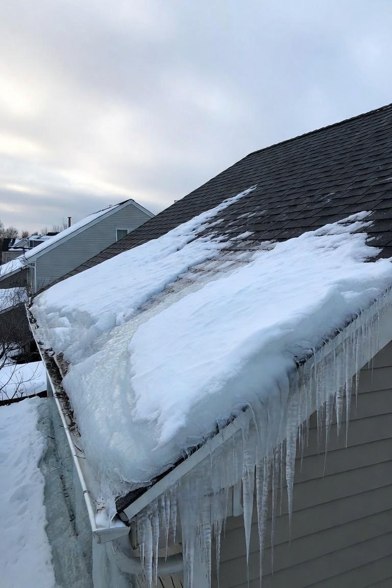 ice dam on a roof in Coeur d'Alene Idaho CAC roofing