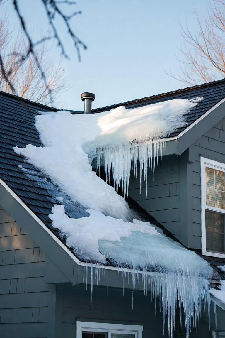 example of an ice dam on roof Coeur d'Alene roof repair