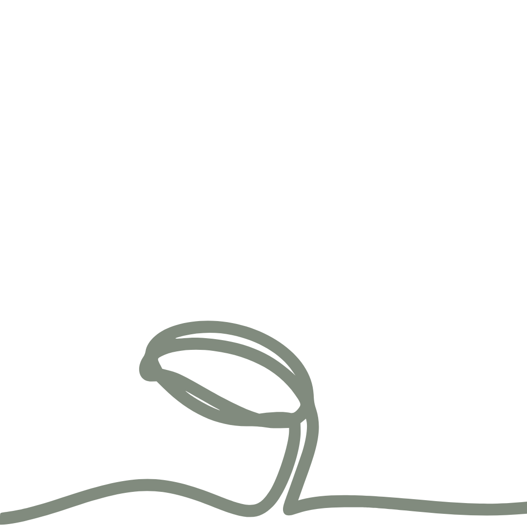 Line drawing of a sprouting seed with a single leaf emerging from the soil.
