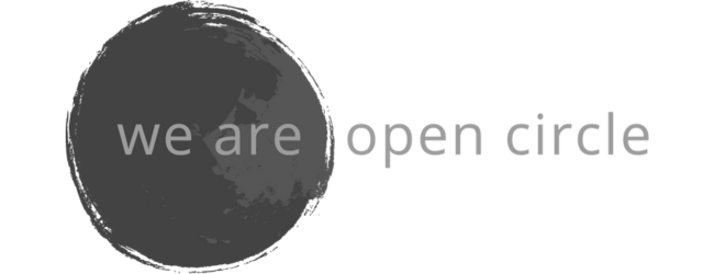 A graphic featuring a gray globe with the words 'we are' next to it and the phrase 'open dialogue' beside them.