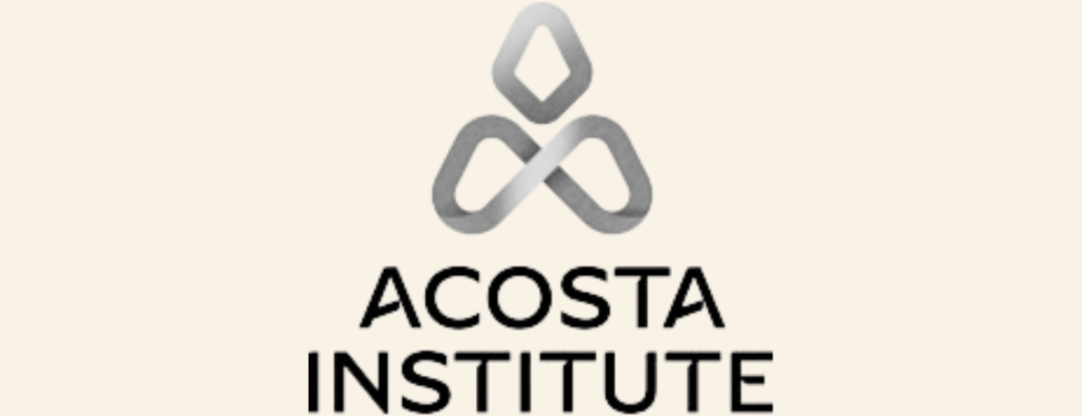 Logo of Acosta Institute, featuring an abstract geometric symbol and bold black text.