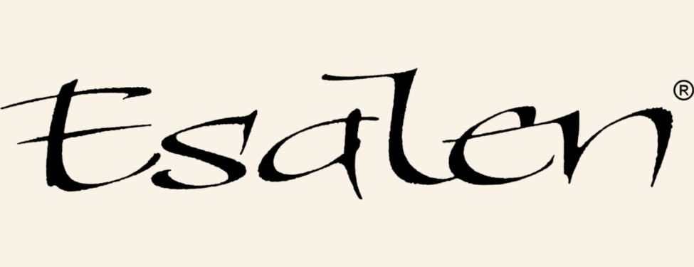 The word "Esalen" written in stylized black calligraphy on a light background.