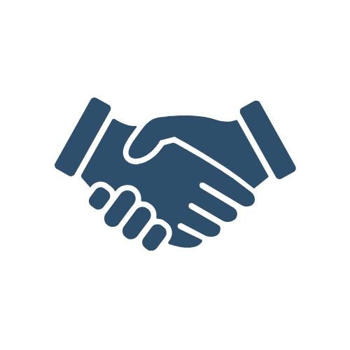 Icon of two hands shaking, symbolizing agreement or partnership.