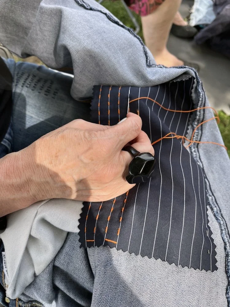 Sashiko Stitching repair in progress for Kives_2026.jpg