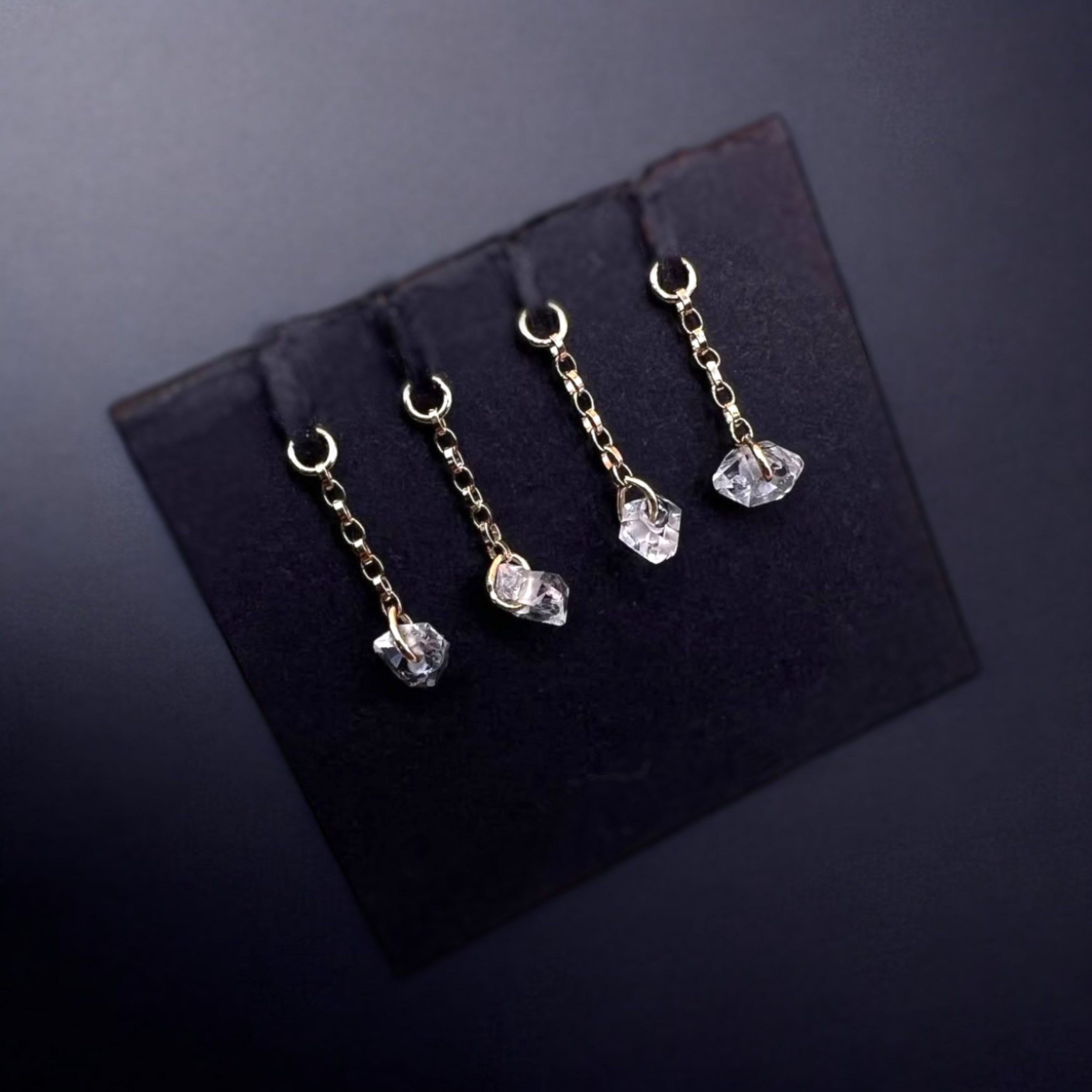 Hialeah "Herkimer Diamond Tosser" Gold Chain Charm with Herkimer Diamond Quartz
