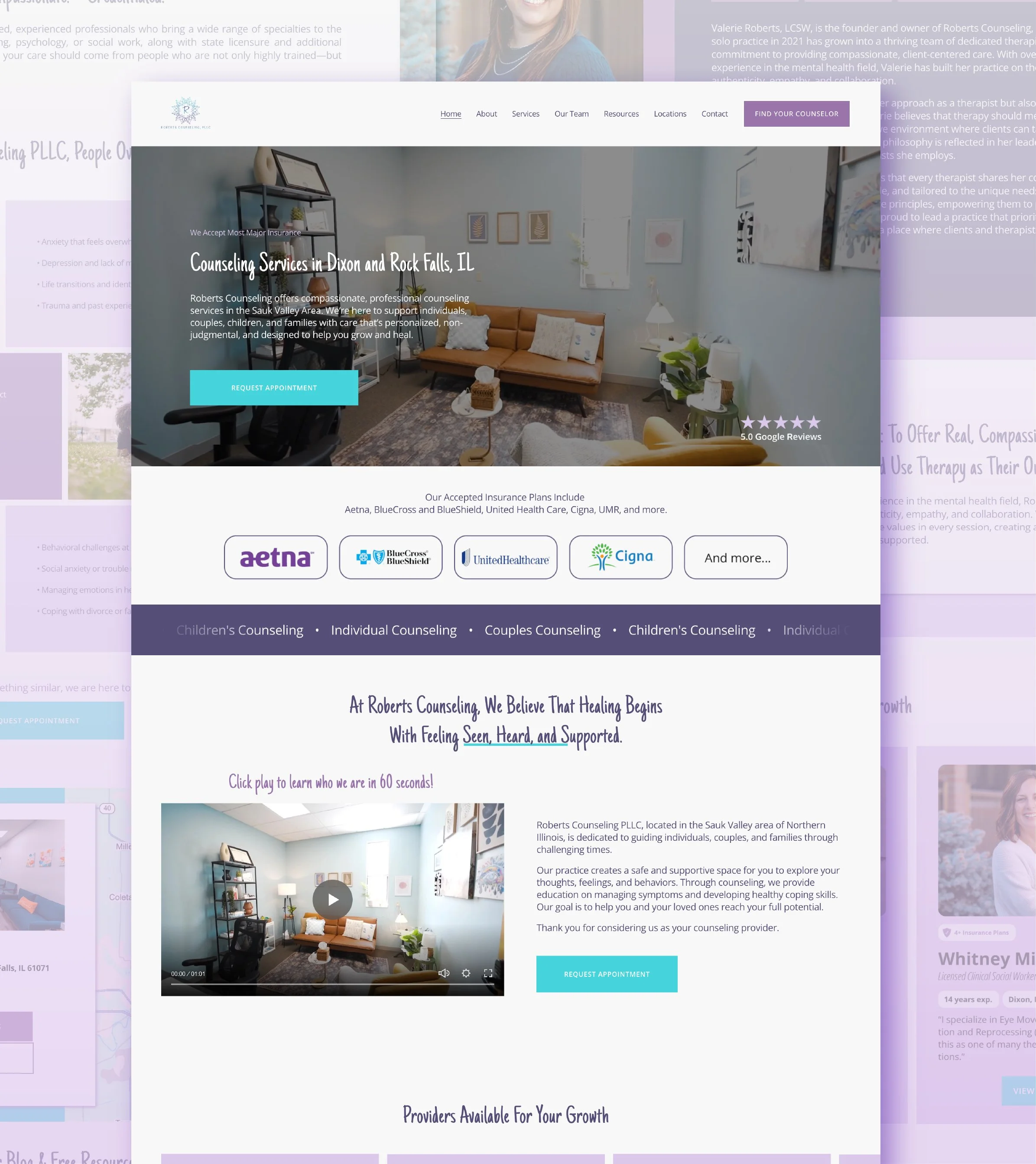 Roberts Counseling home page mock up