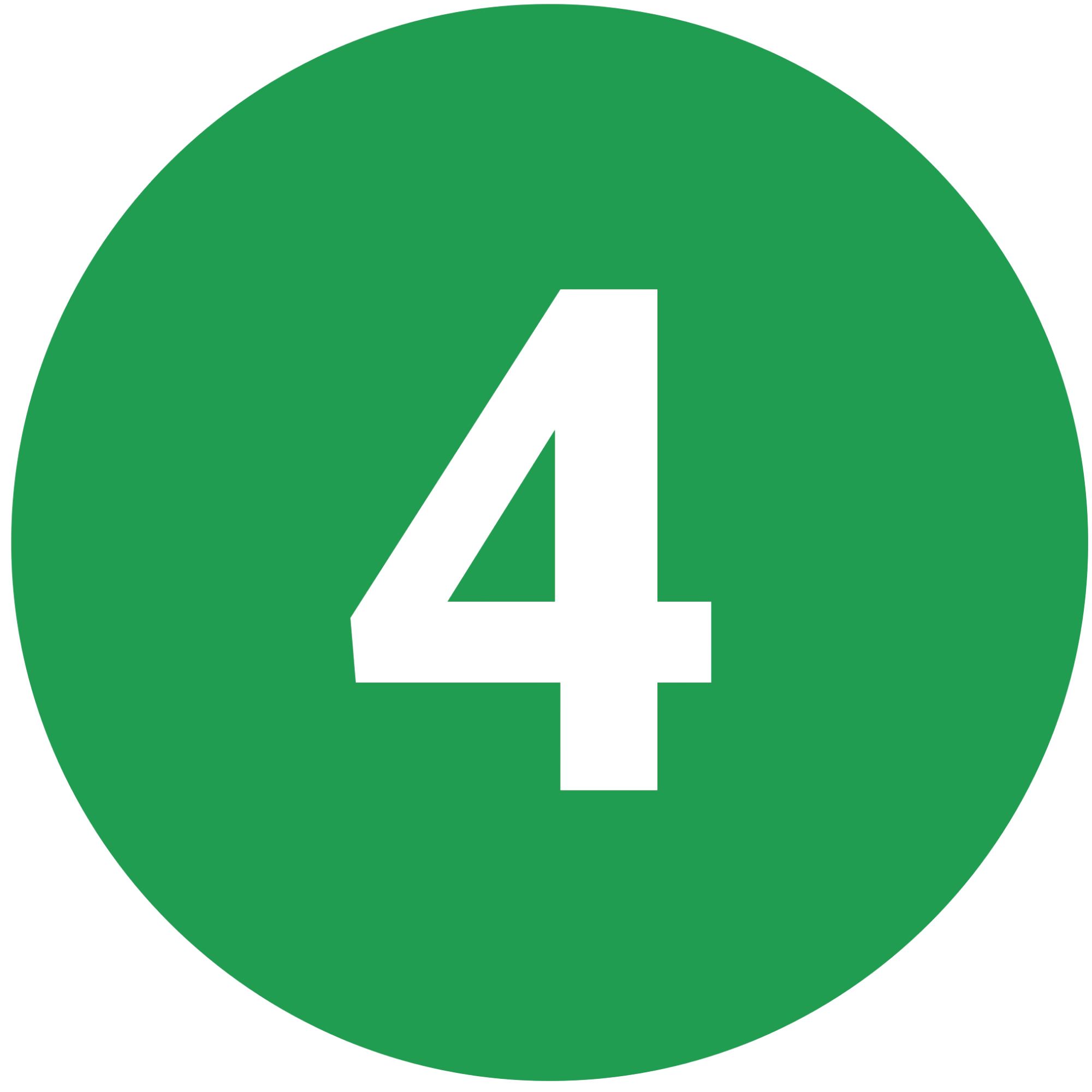 Green circle with a black number 4 in the center.