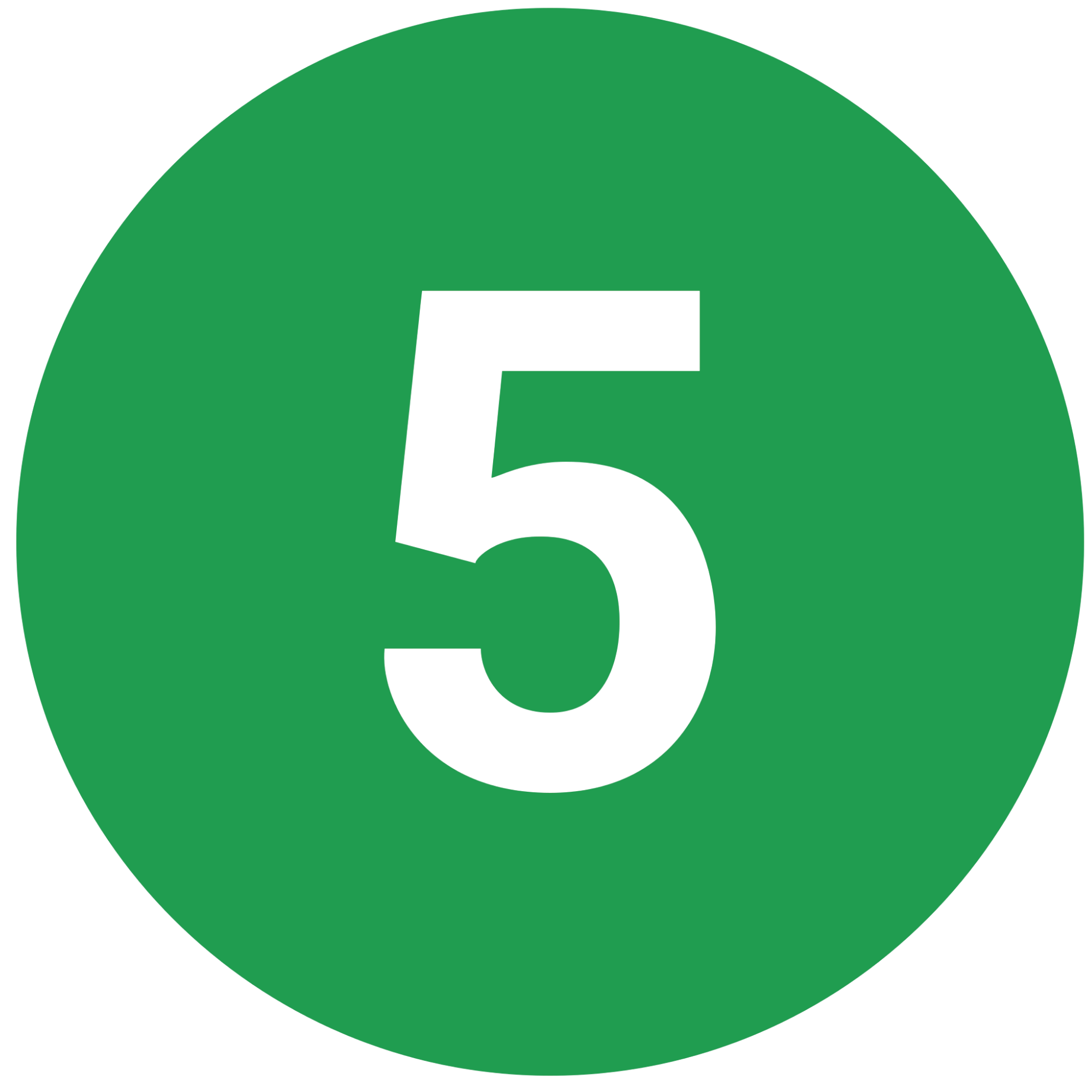 Large green number 5 with a black background