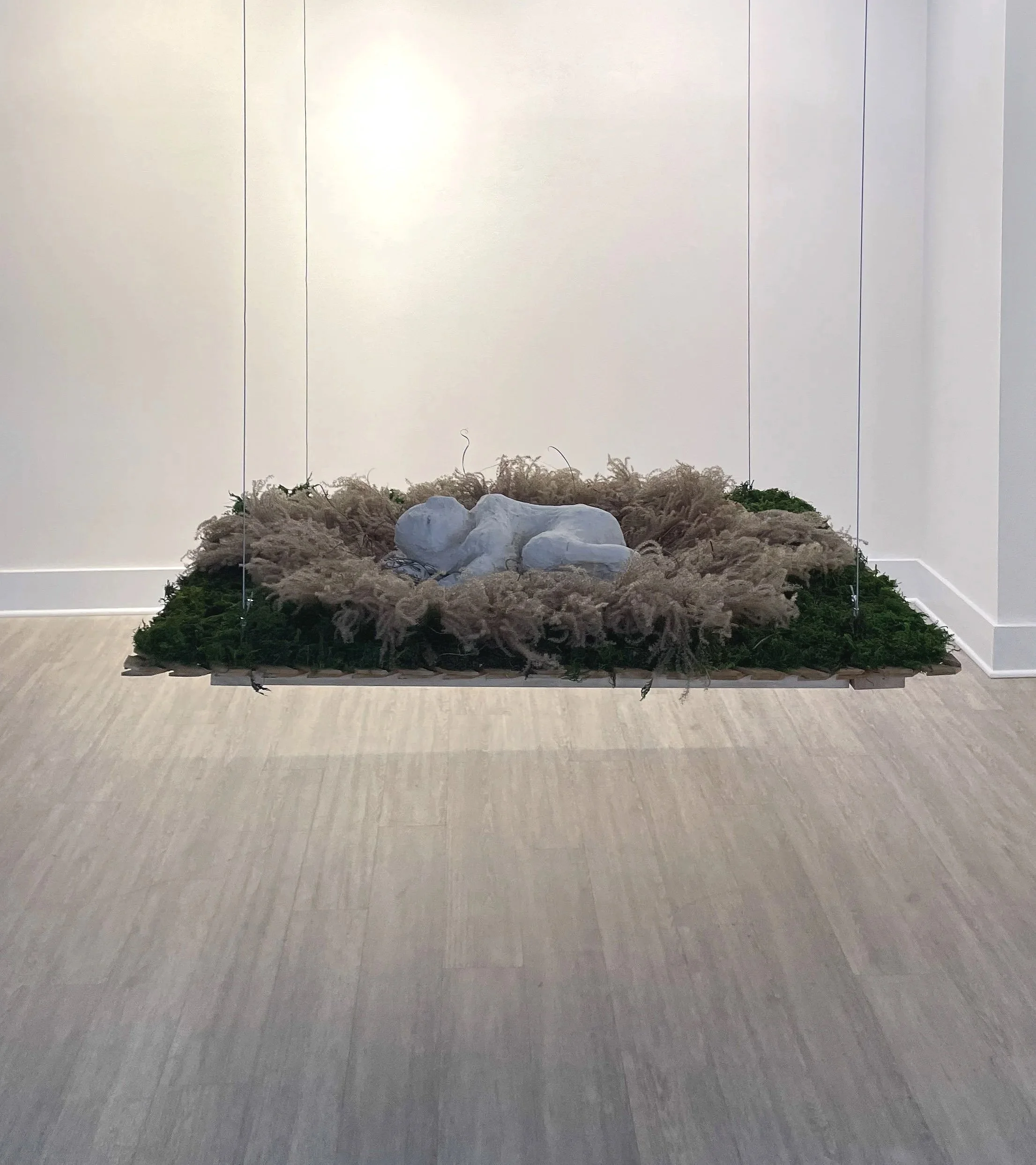 worst case scenario (2024), plaster, burlap, moss, dried grasses