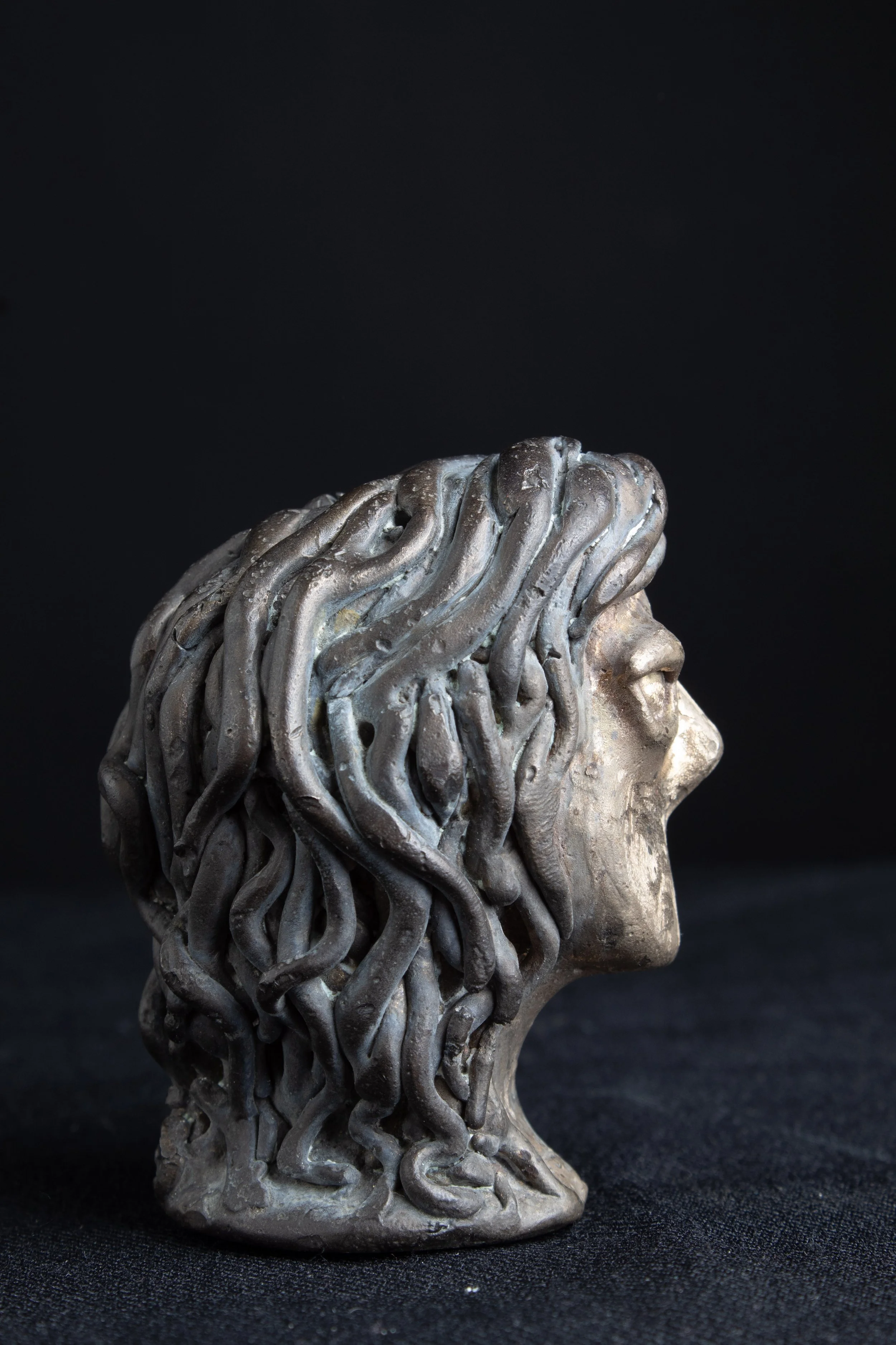 hair study (2024), patinated cast bronze