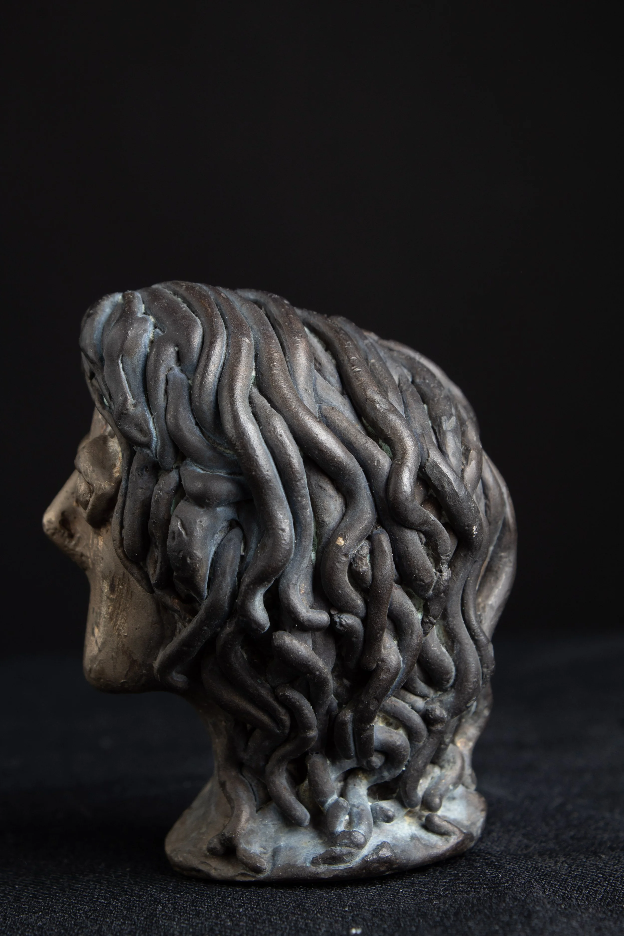 hair study (2024), patinated cast bronze