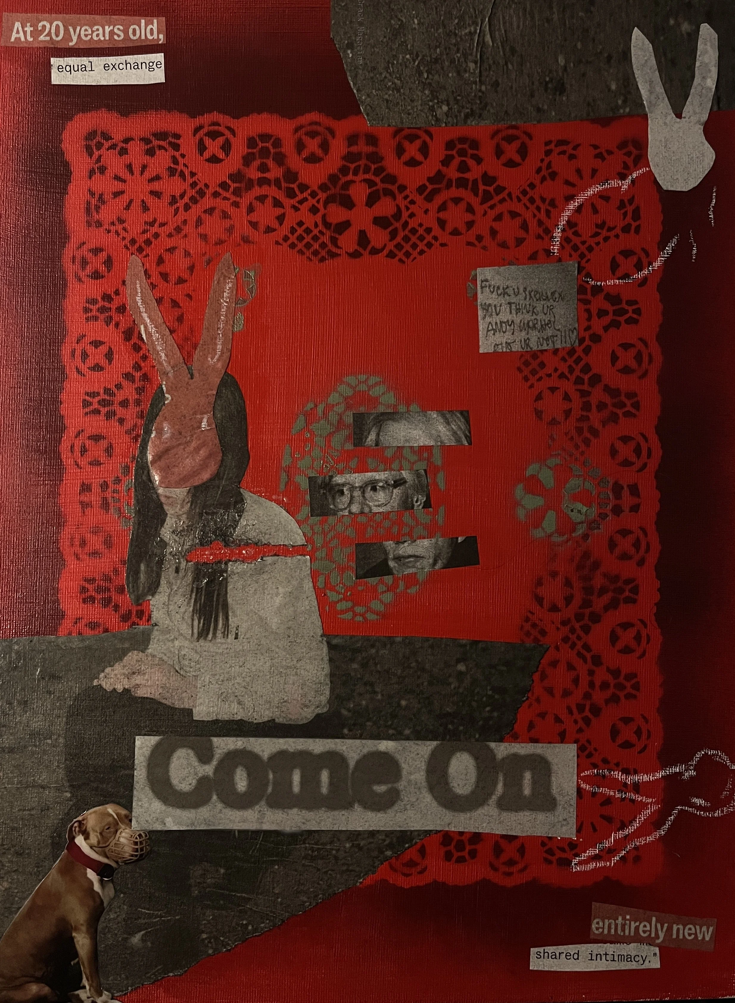 'Shared Intimacy'

Mixed media collage, Spray Paint, Oil pastel on Canvas