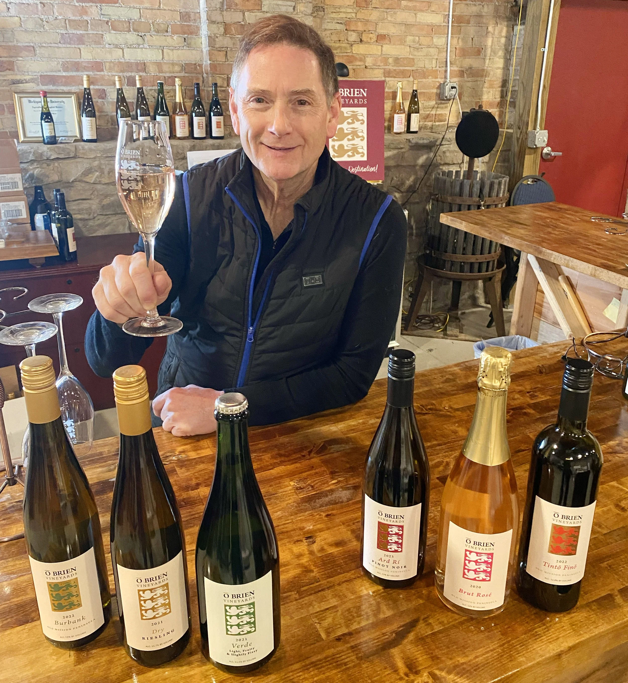 O'Brien Vineyards tasting room, with owner and winemaker, Barry O'Brien