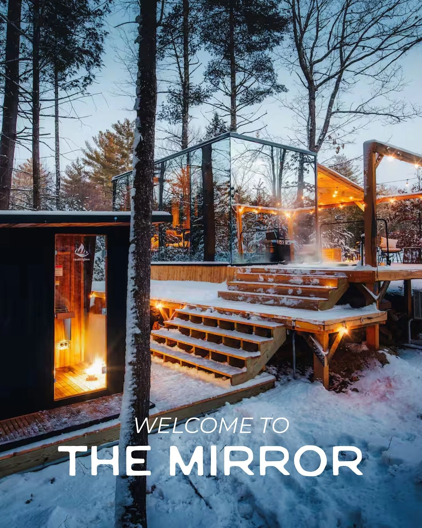 Say hi to our Mirror Cabin! 🪞 

A first-of-its-kind mirrored hideaway that reflects the forest around it, making it feel both secluded and stunningly unique. Floor-to-ceiling glass, quiet woods, and total privacy all around 🌲 

Soak in the hot tub 