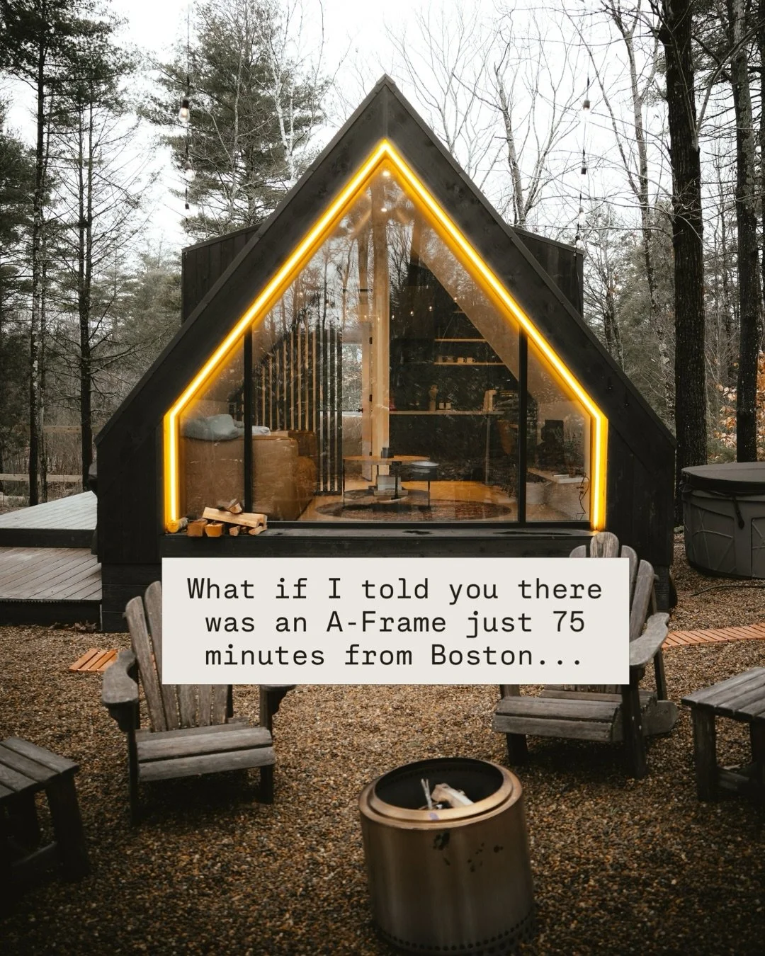 A little escape that feels much farther than it is 🌲

The A-Frame is a unique memory-making getaway tucked deep in the pines with space to slow down, warm up and stay a while 🪵

perfect for weekends when you just want to disappear into the woods wi