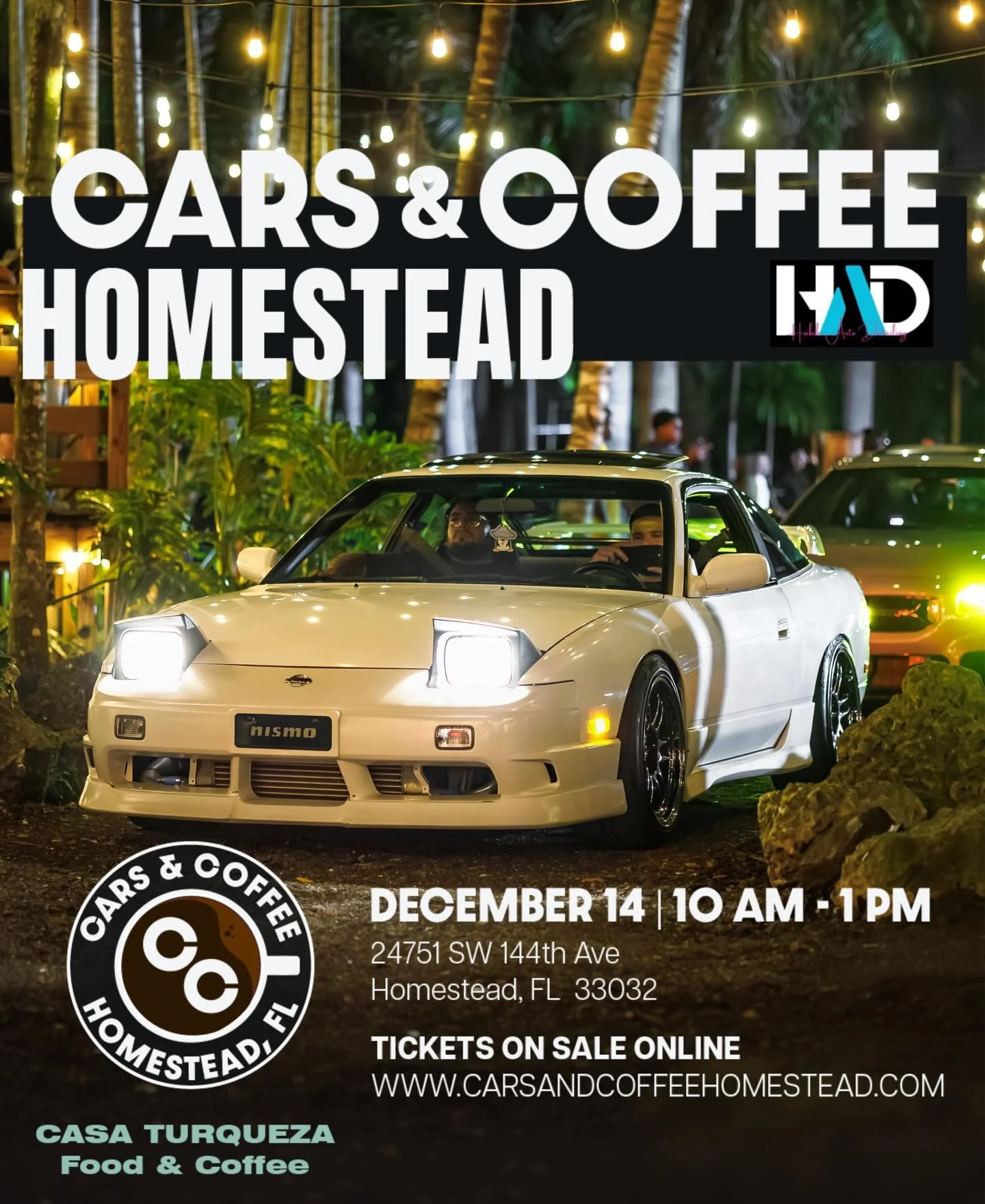 We&rsquo;re celebrating ONE YEAR of Cars &amp; Coffee Homestead!🥳🥳

Come out on December 14th from 10AM&ndash;1PM for a curated Sunday morning surrounded by rare and exotic cars under the palms.

We&rsquo;ll have premium detailing, racing simulator