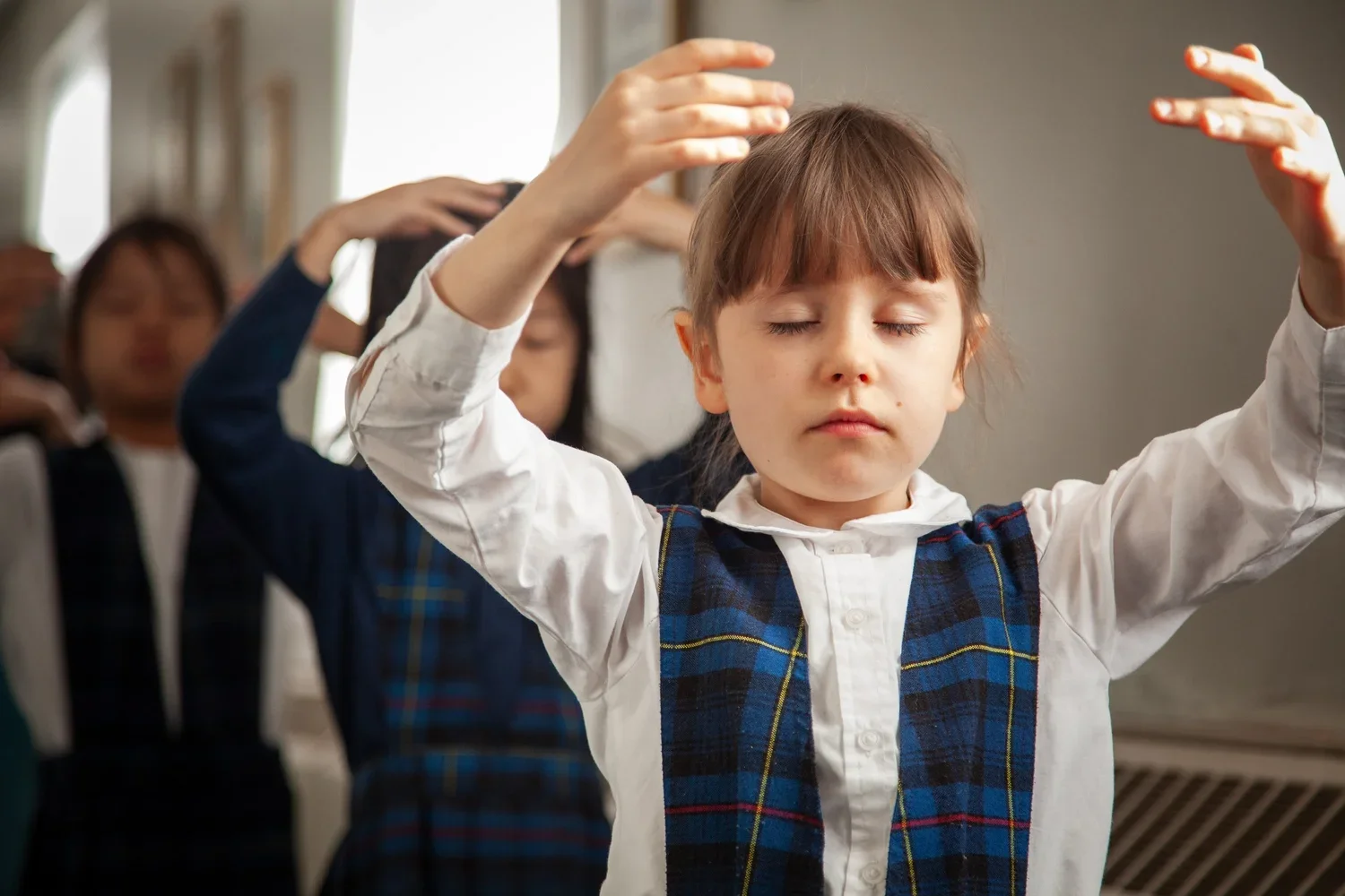 Students during the school's daily quiet meditation practice