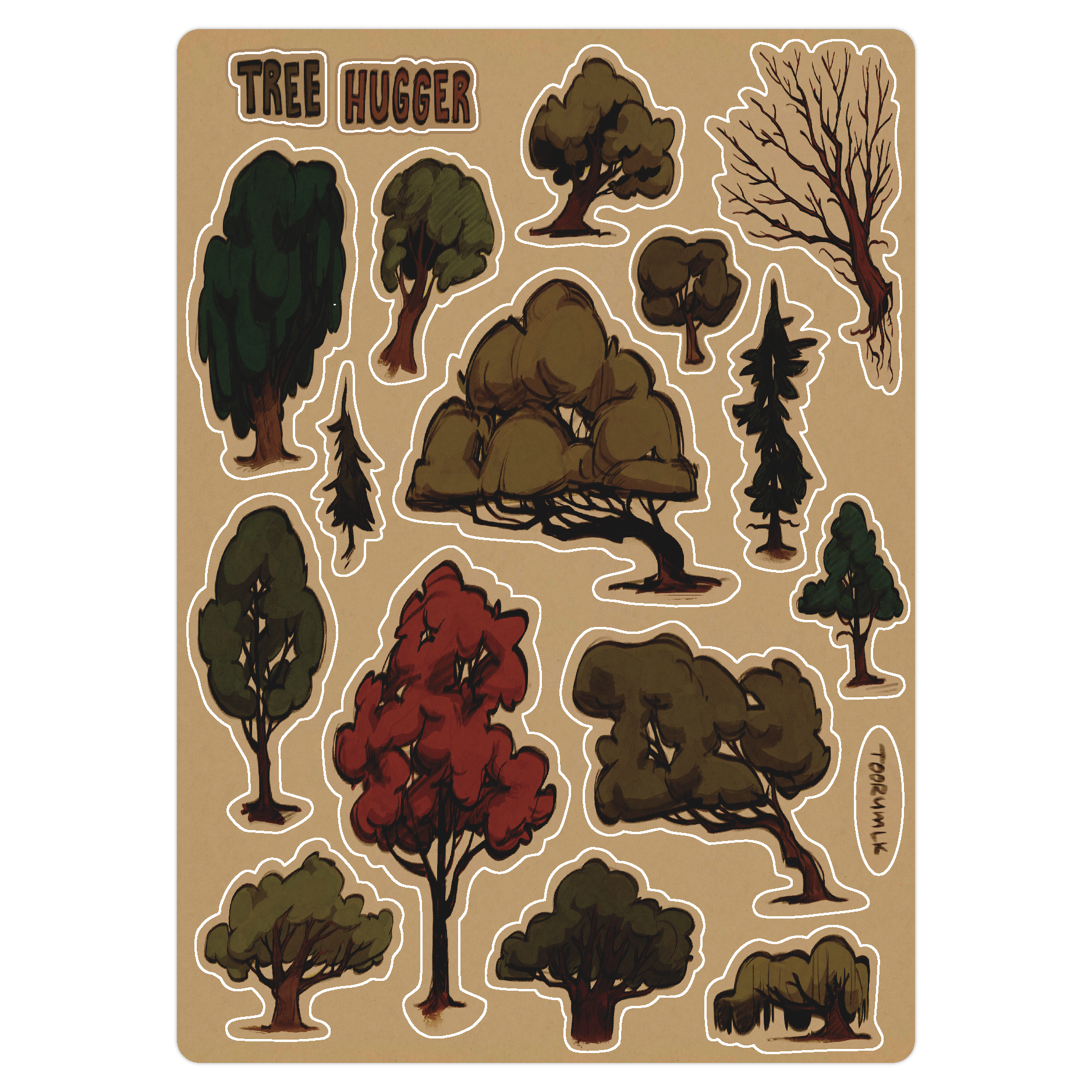 Tree Sketches Sticker Sheet (no. 2)