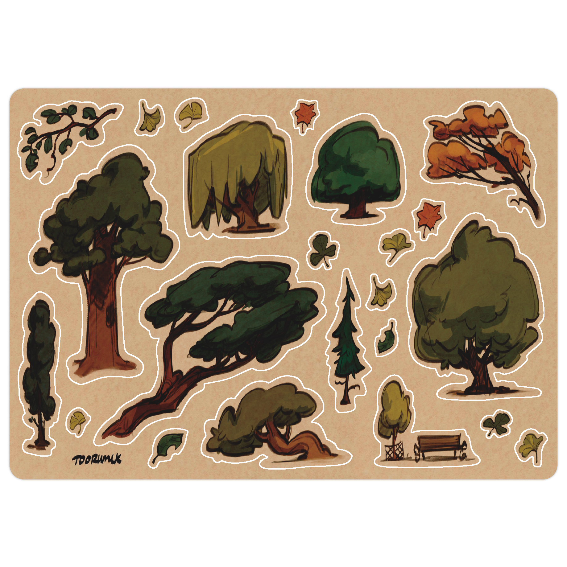 Tree Sketches Sticker Sheet (no. 1)