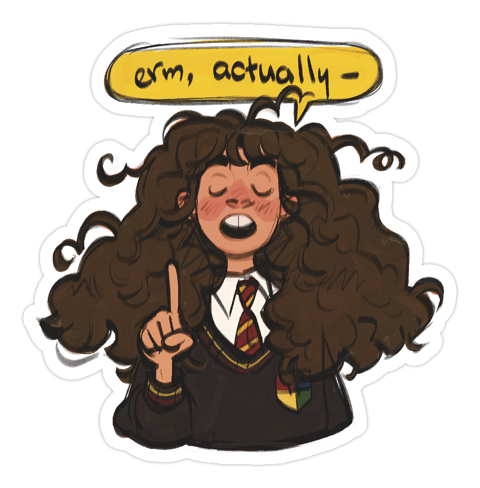Hermione Erm Actually Sticker — toorumlk / Nusrat Naomi