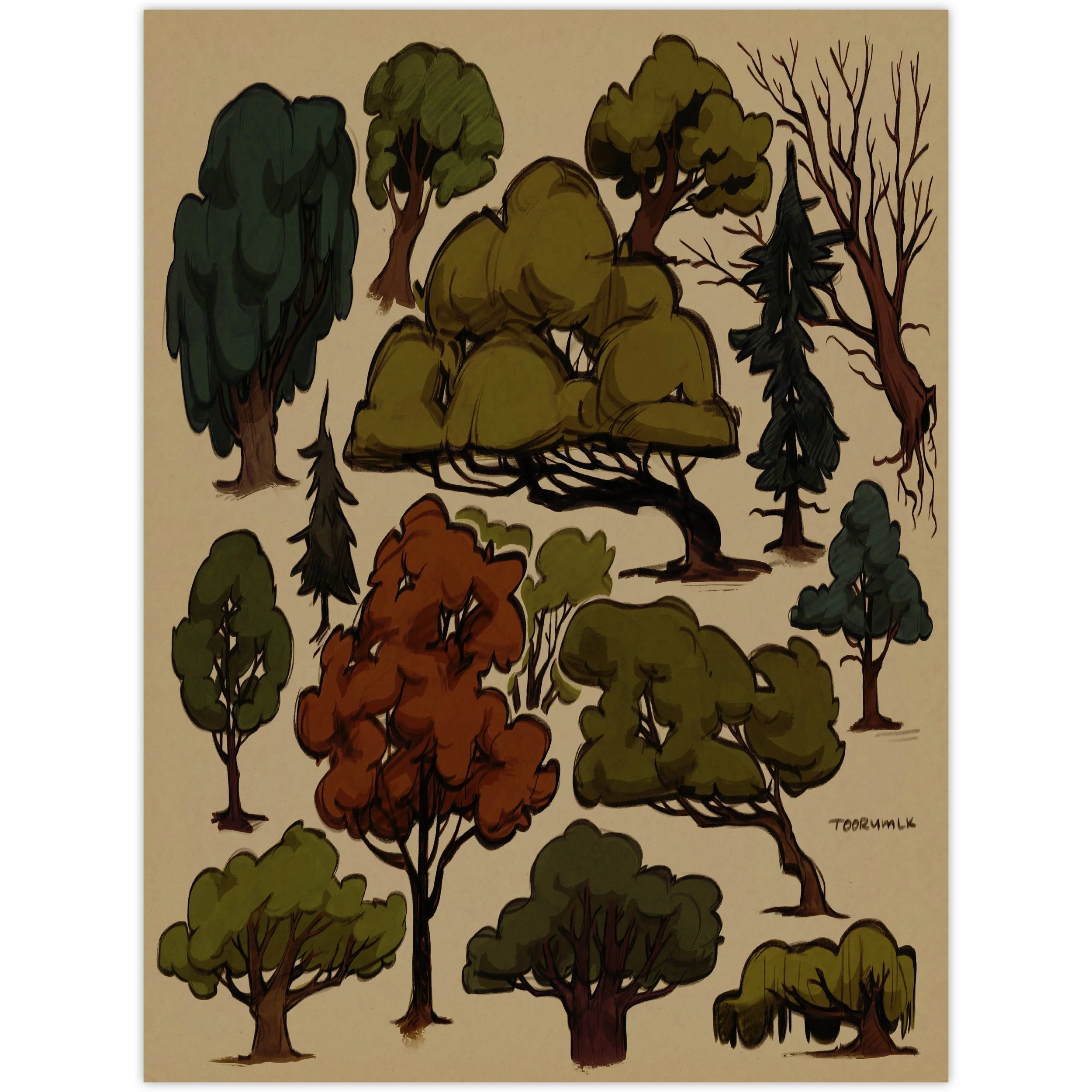 Tree Sketches ll - Small Fine Art Print