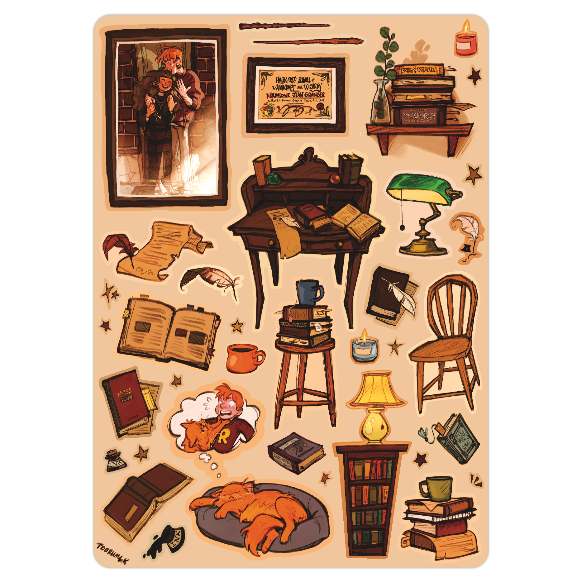 Romione's Home - Study Sticker Sheet