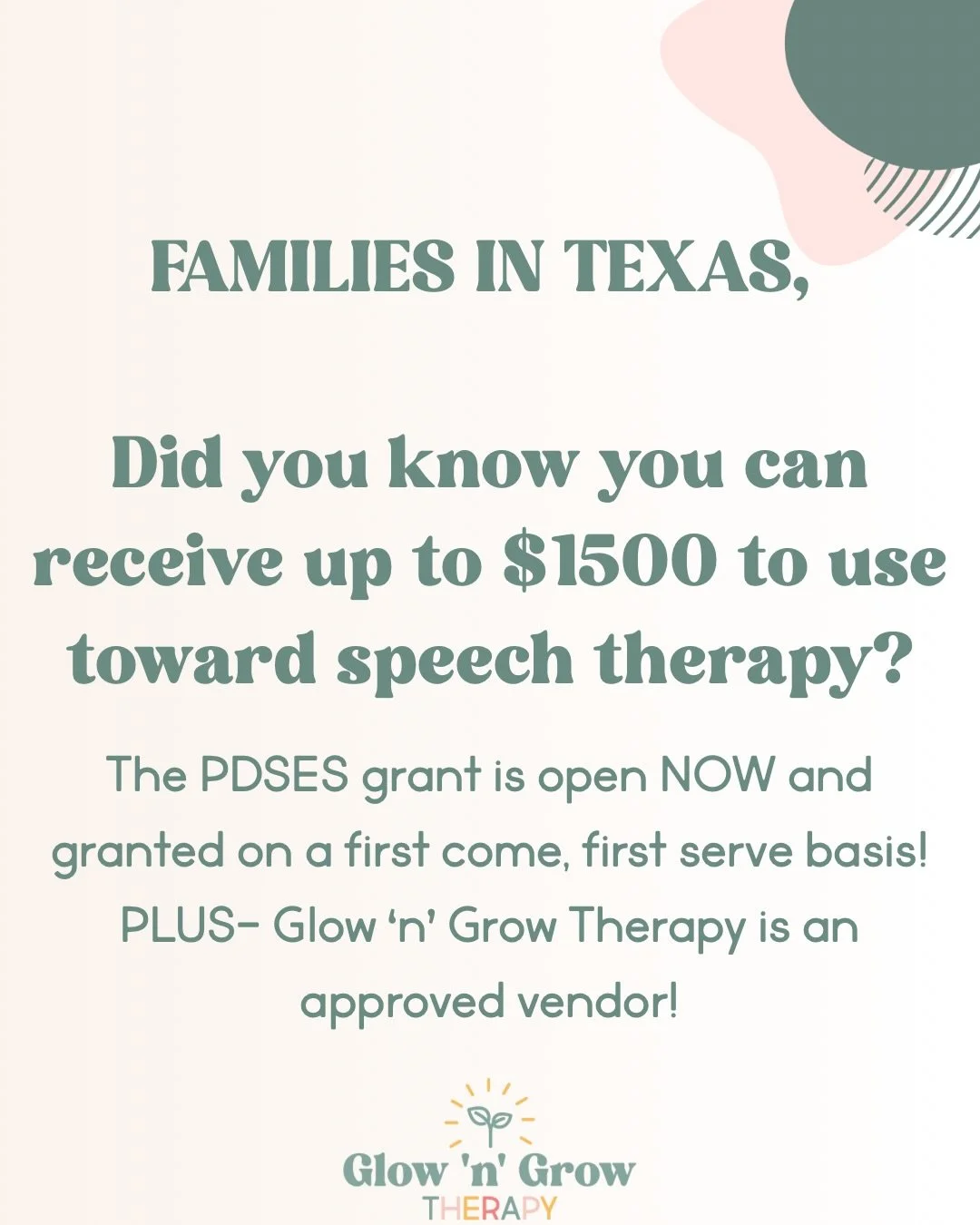 Texas families&mdash;this is something you don&rsquo;t want to miss!
If your child has an IEP through the school system, you may qualify for up to $1,500 in PDSES funding through the Texas Education Agency.

This funding can be used toward services l