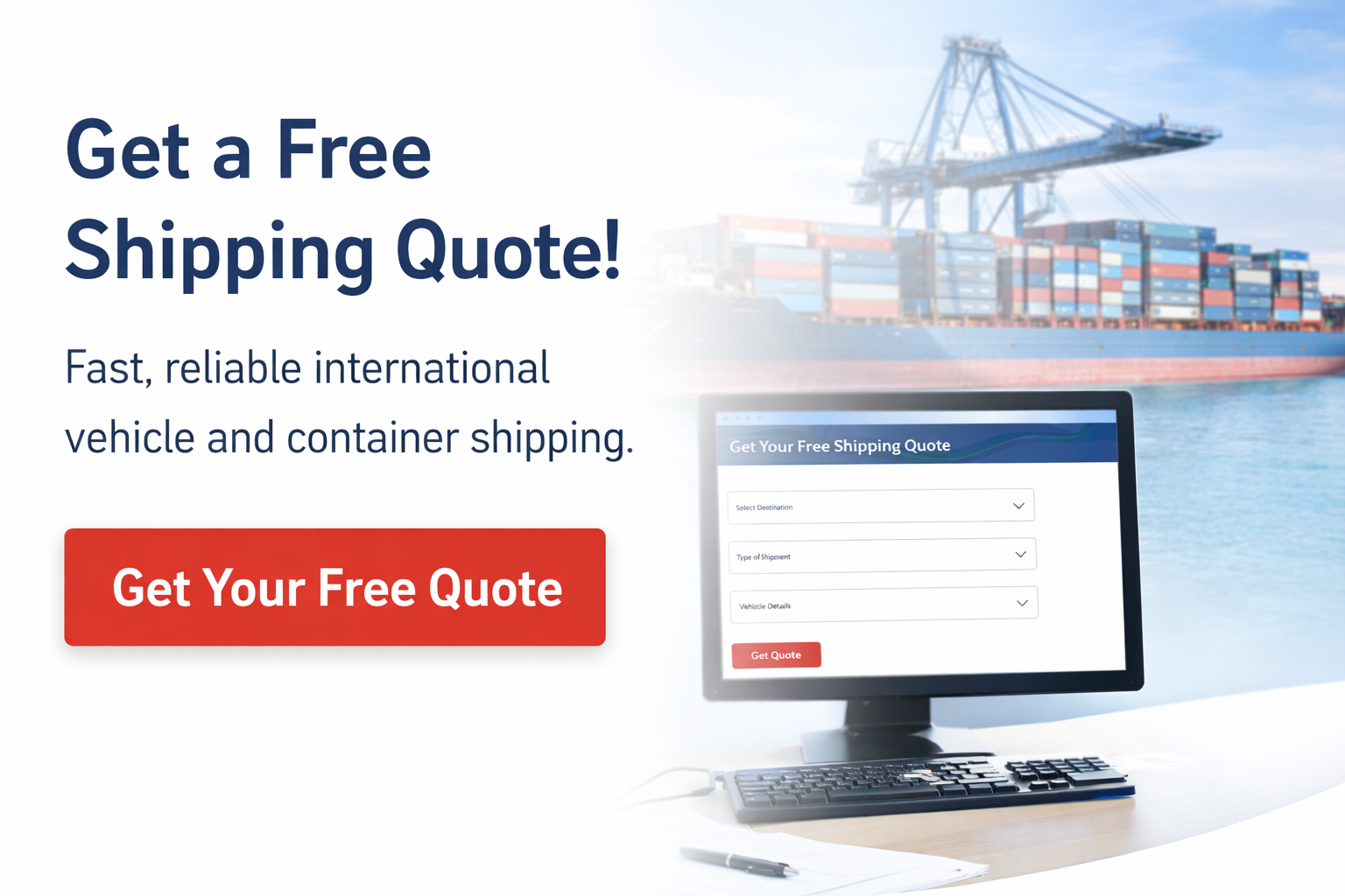 Get a free quote for international car shipping and container shipping services from USA. Export vehicles from Miami port with professional logistics support. Ship your car overseas from Miami with trusted international shipping