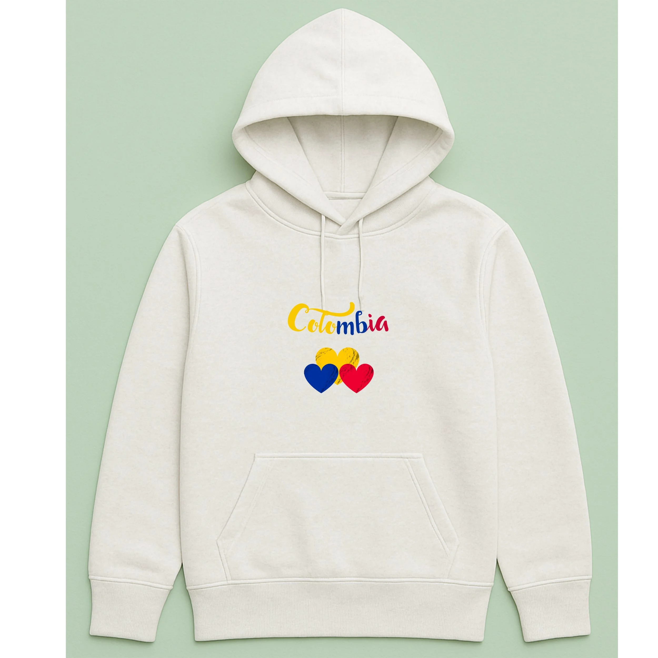 Colombia Hearts Hoodie – Yellow Blue Red Heart Pullover – Colombian Pride Hoodie – Cute Colombia Gift