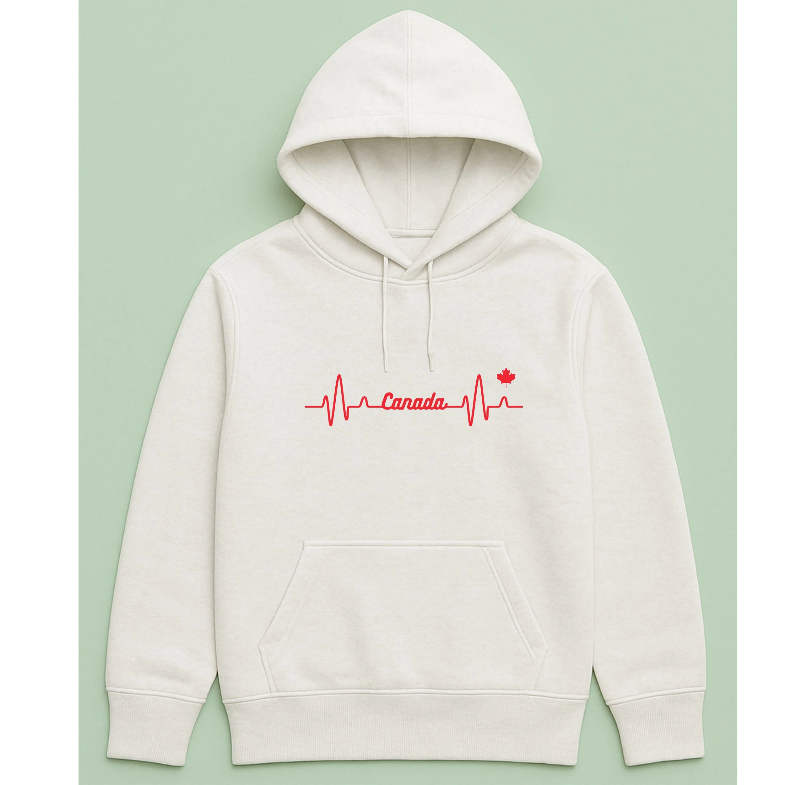 Canada Heartbeat Hoodie – Red Maple Leaf Heartbeat Pullover – Canadian Pride Hoodie – Unique Canada Day Gift