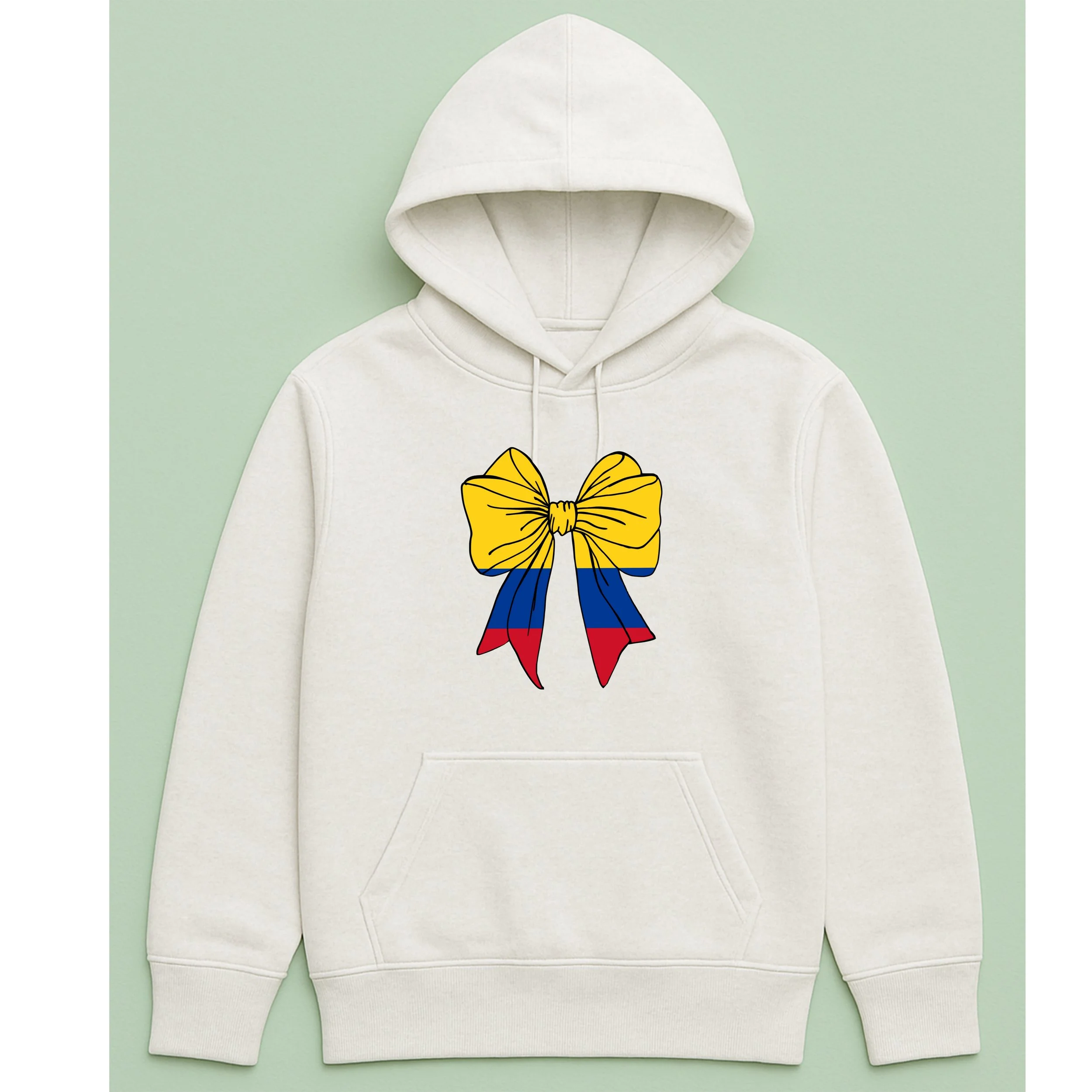Colombia Flag Bow Hoodie – Colombian Bow Pullover – Yellow Blue Red Hoodie – Cute Colombia Pride Hoodie