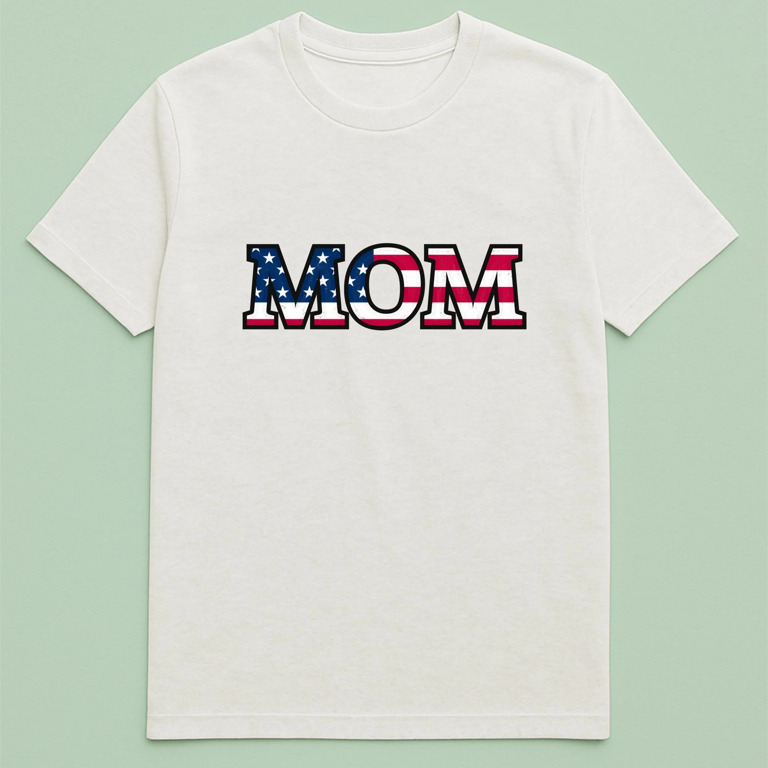 American Flag MOM T-Shirt – Patriotic Mom Shirt – USA Stars and Stripes Tee – Mother’s Day Gift