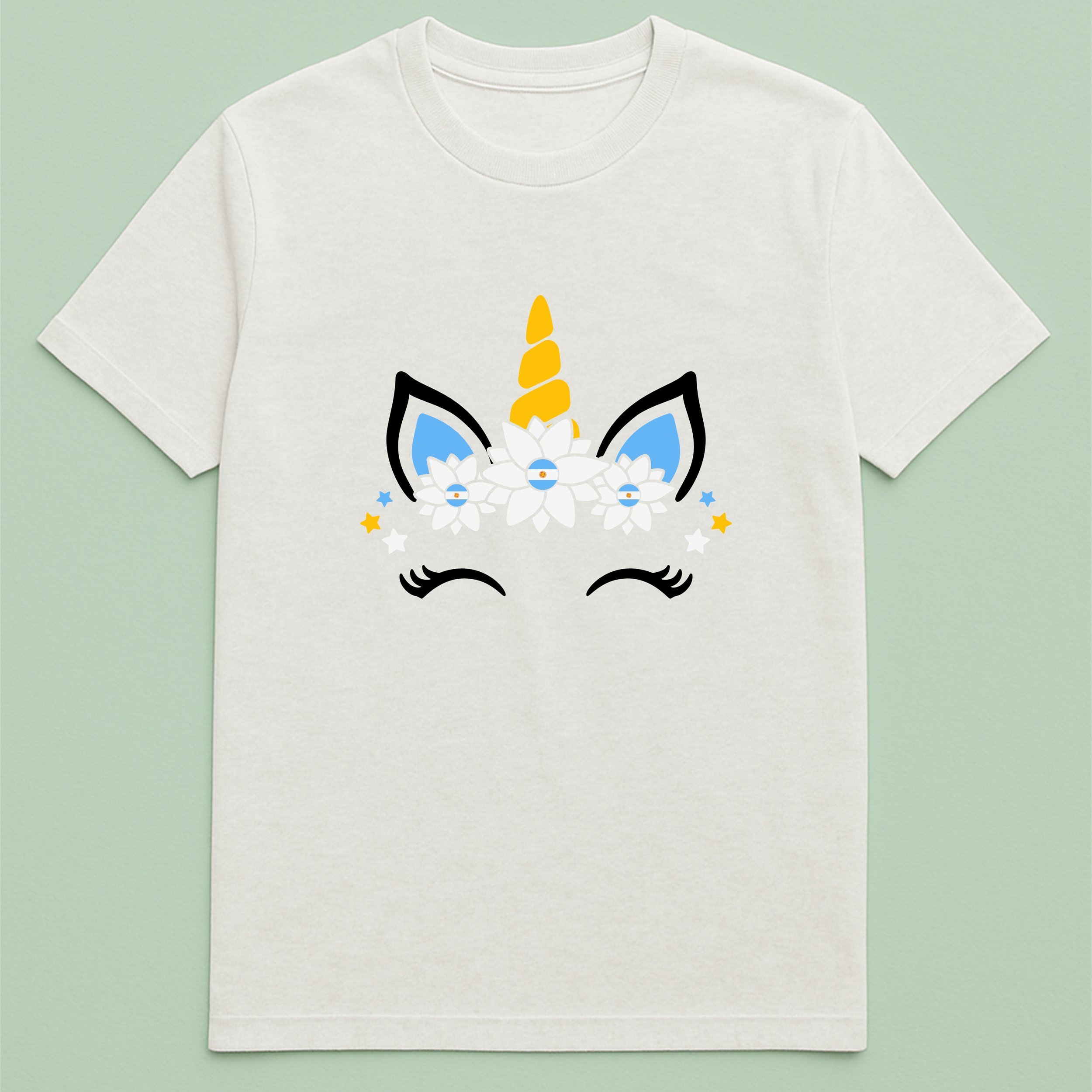 Argentina Unicorn T-Shirt – Magical Argentinian Unicorn Shirt – Blue White Gold Tee – Cute Gift for Kids & Adults