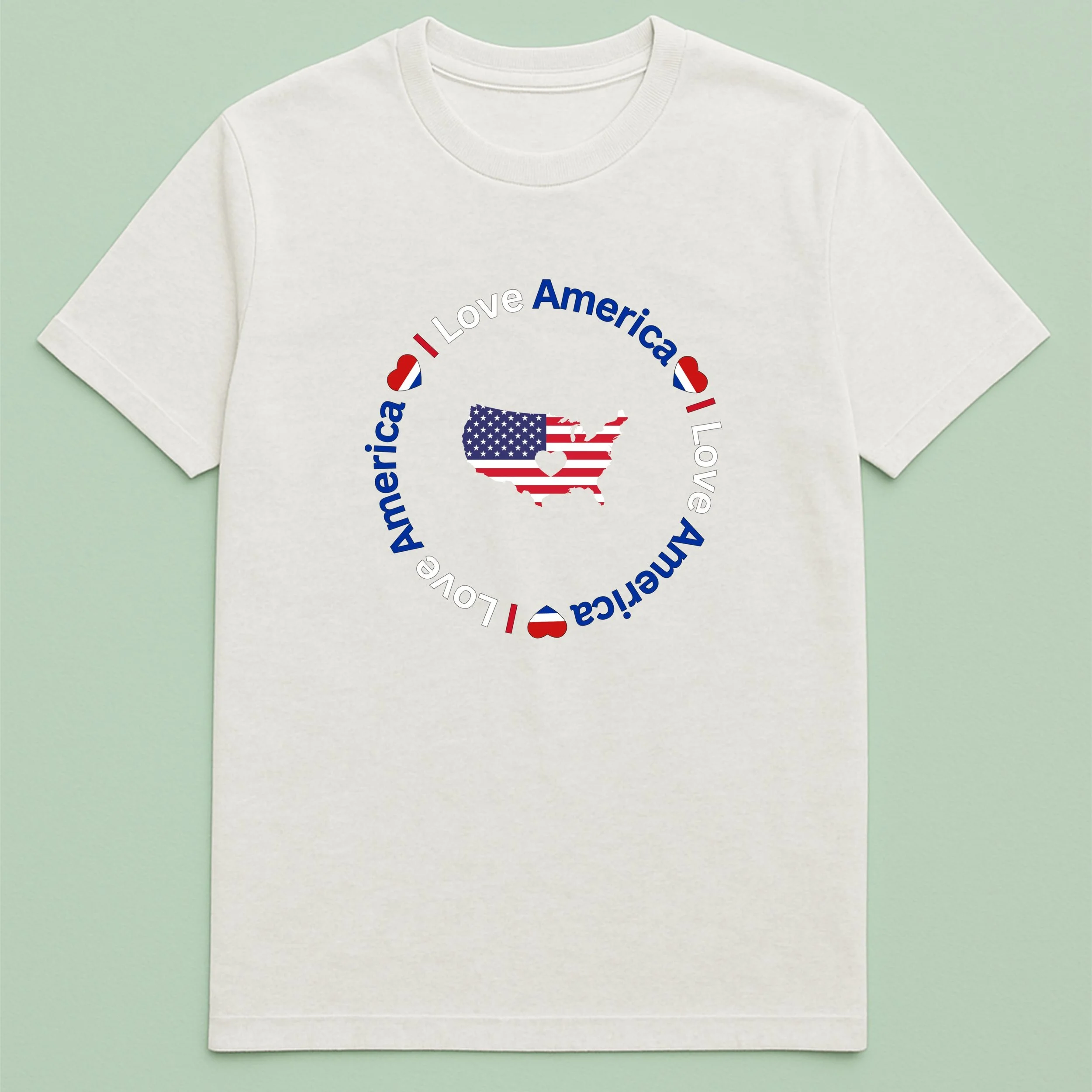 Kids I Love America T-Shirt – Youth USA Map Heart Shirt – Patriotic Kids Tee – 4th of July Youth Gift