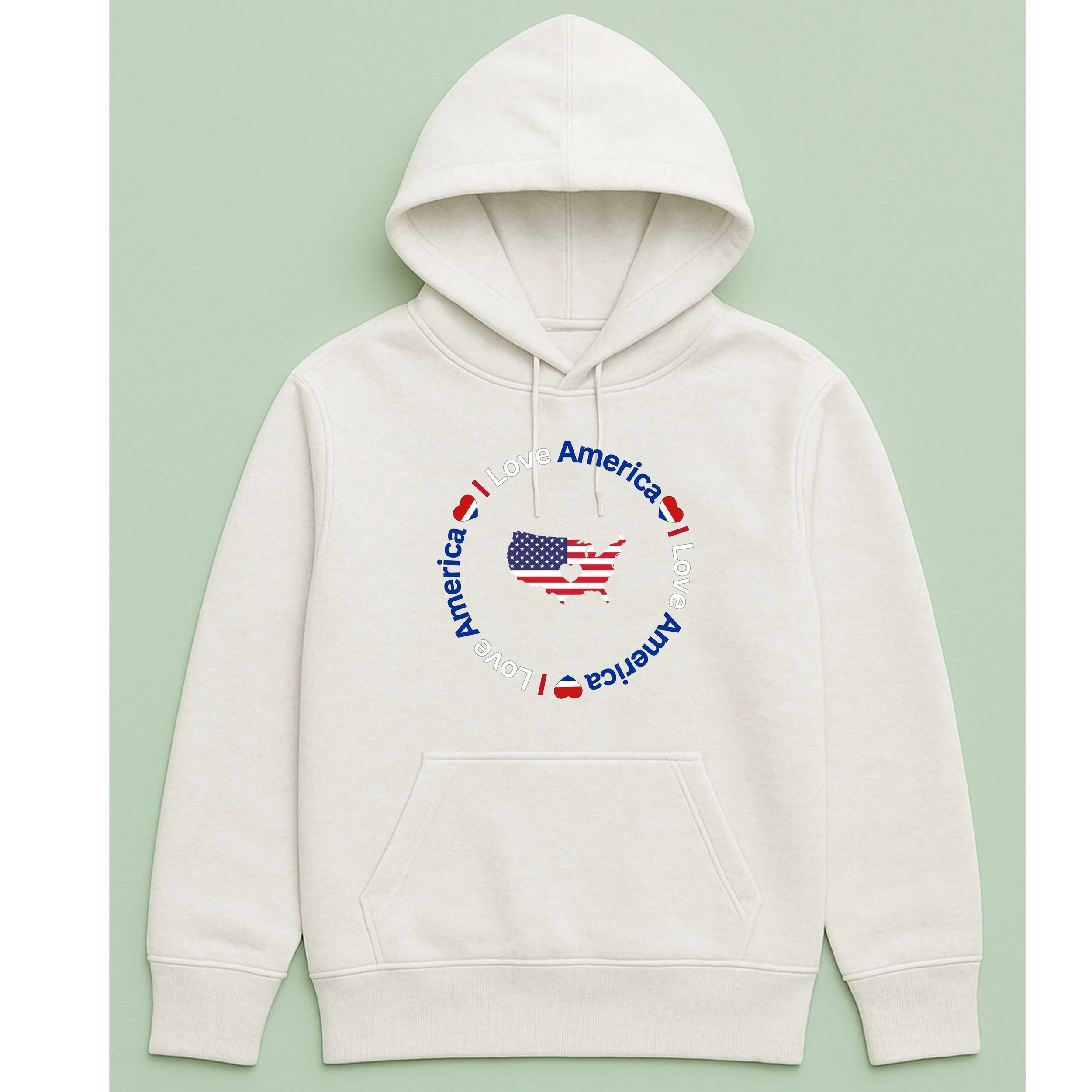 Kids I Love America Hoodie – Youth USA Map Heart Pullover – Patriotic Kids Hoodie – 4th of July Youth Gift