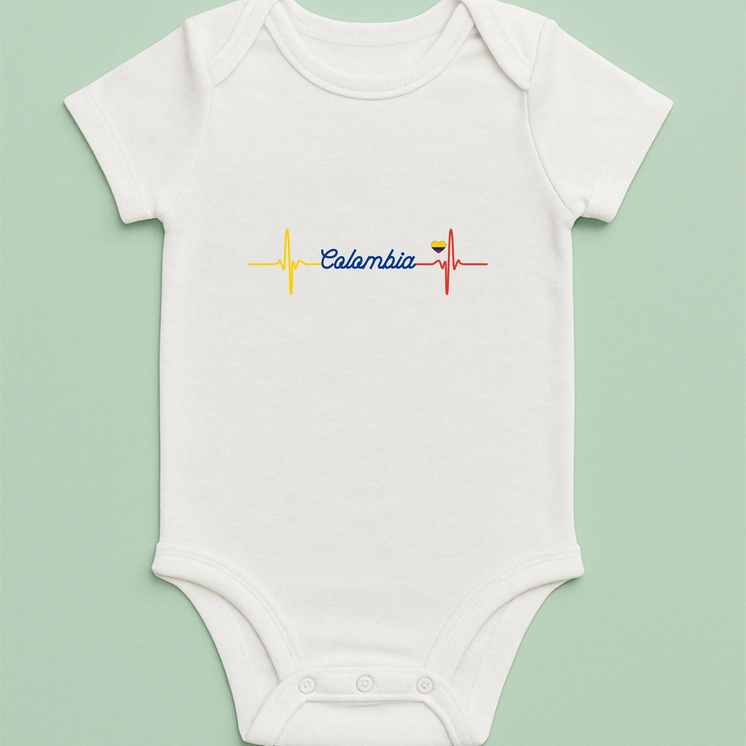 Colombia Heartbeat Baby Onesie – Yellow Blue Red Heartbeat Bodysuit – Patriotic Baby Gift – Colombia Infant Outfit