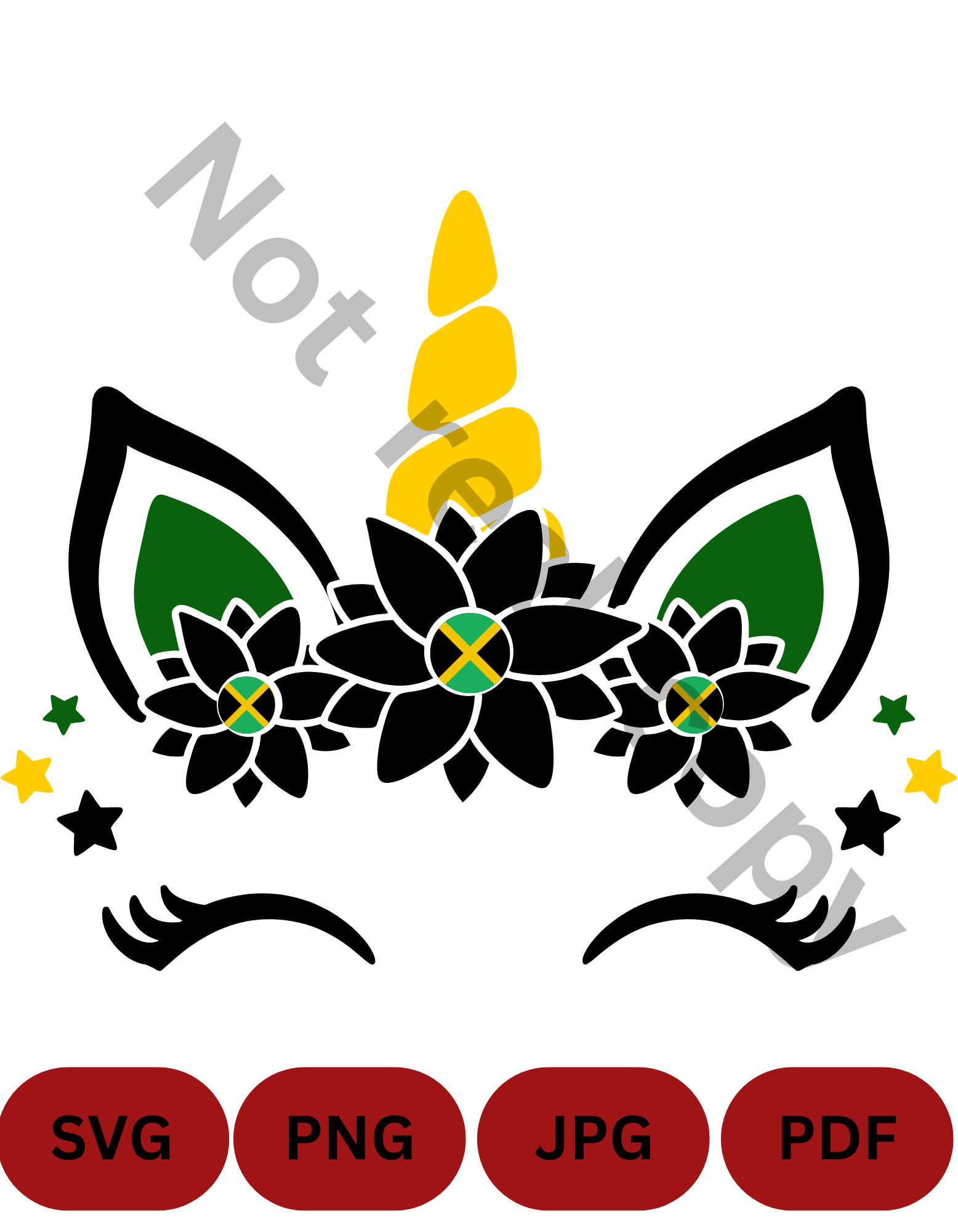 Jamaican Unicorn SVG, PNG, JPG and PDF | Jamaica Flag Digital Design | Caribbean Pride Cut File | Black History Month | Instant Download | Commercial Use