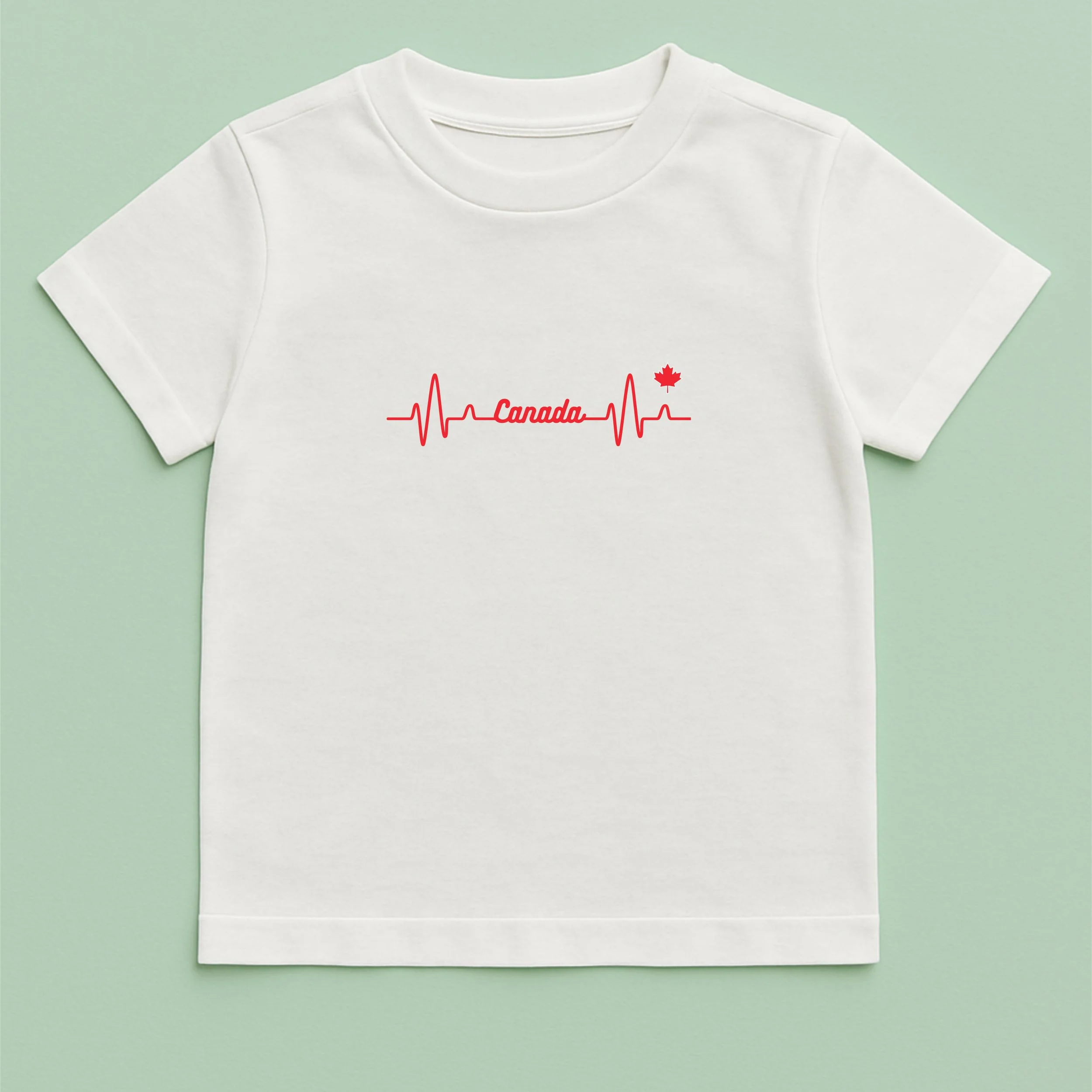Kids Canada Heartbeat T-Shirt – Youth Red Heartbeat Shirt – Canadian Pride Kids Tee – Patriotic Youth Gift