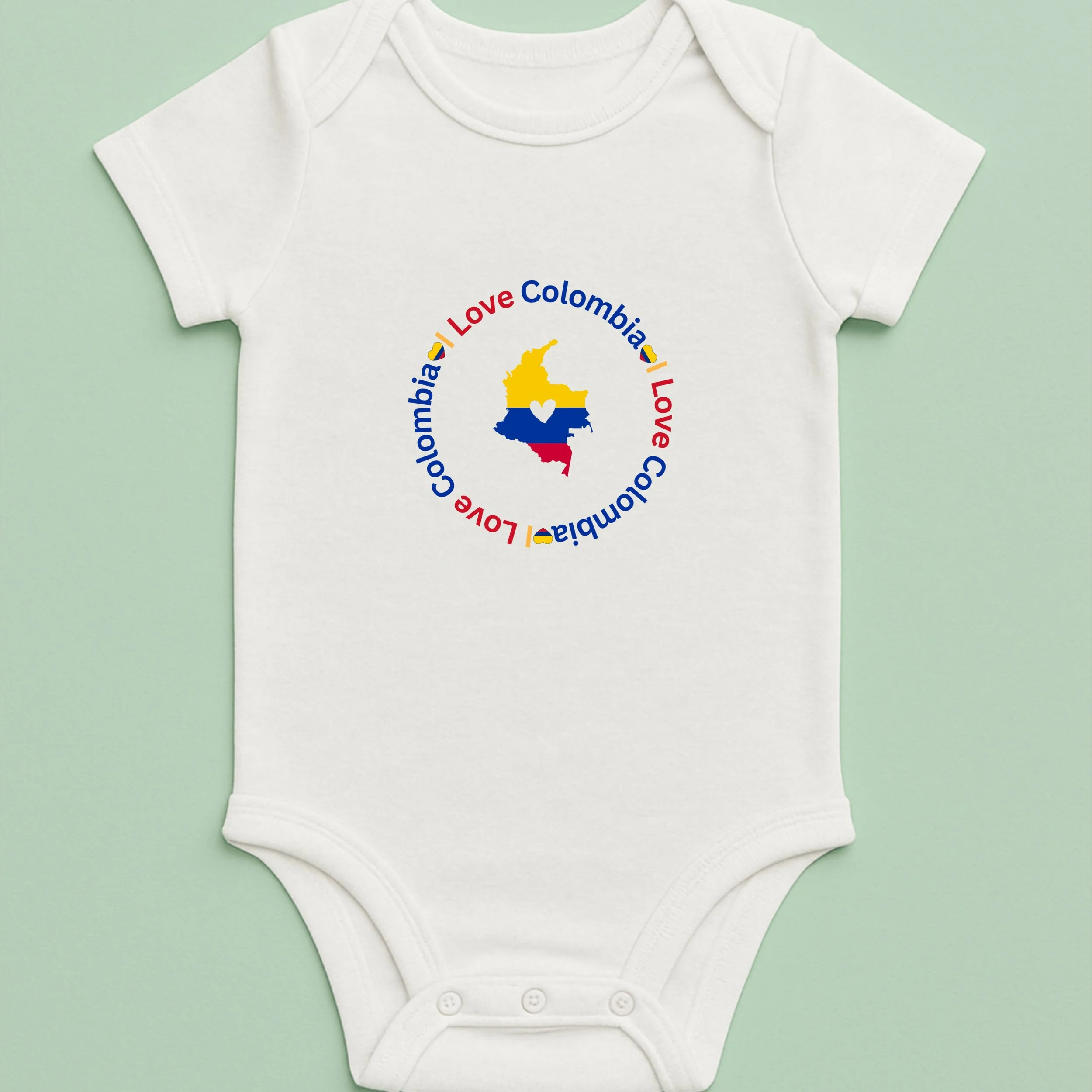 I Love Colombia Baby Onesie – Colombia Map Heart Bodysuit – Patriotic Baby Gift – Colombia Infant Outfit