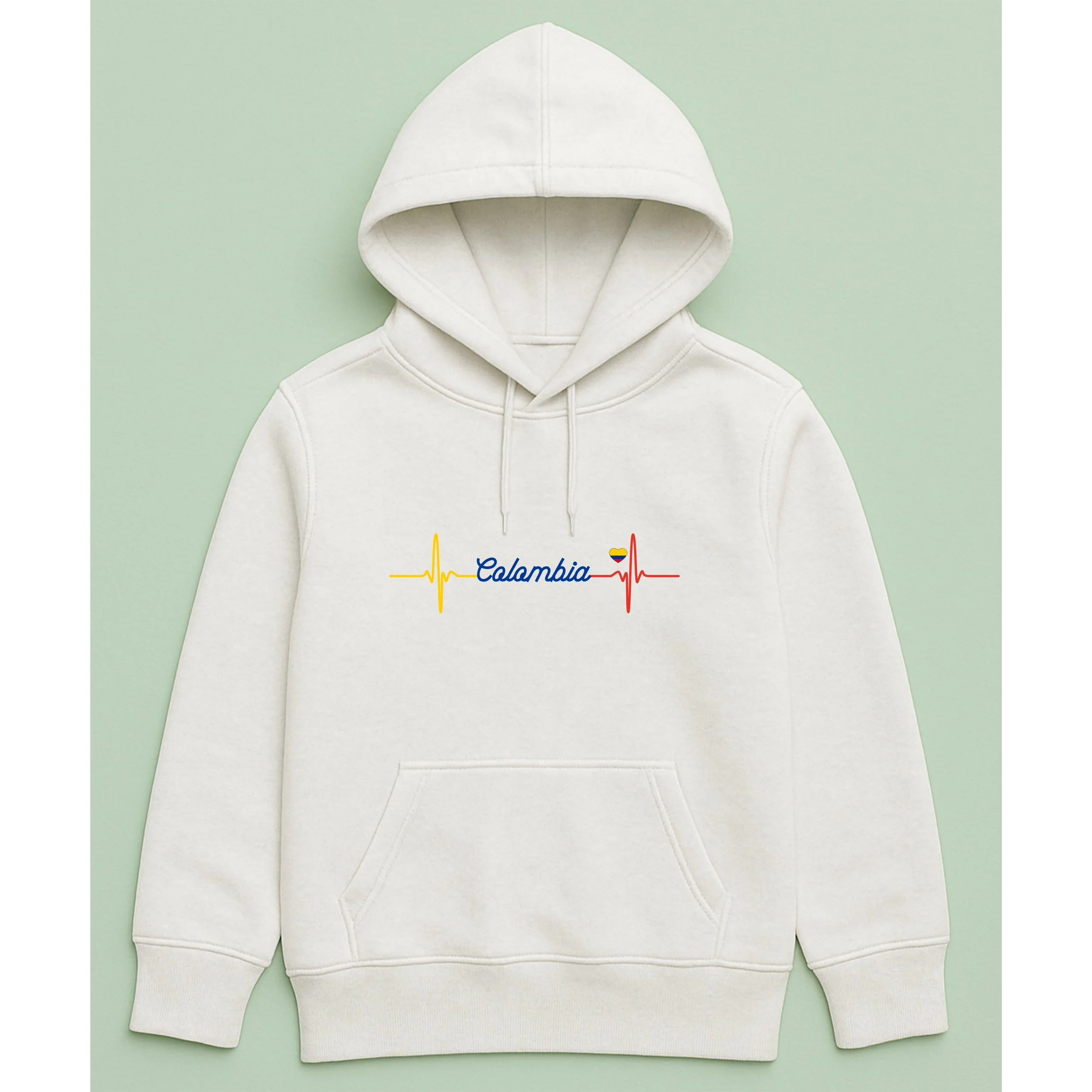 Kids Colombia Heartbeat Hoodie – Youth Yellow Blue Red Heartbeat Pullover – Colombian Pride Kids Hoodie – Patriotic Youth Gift