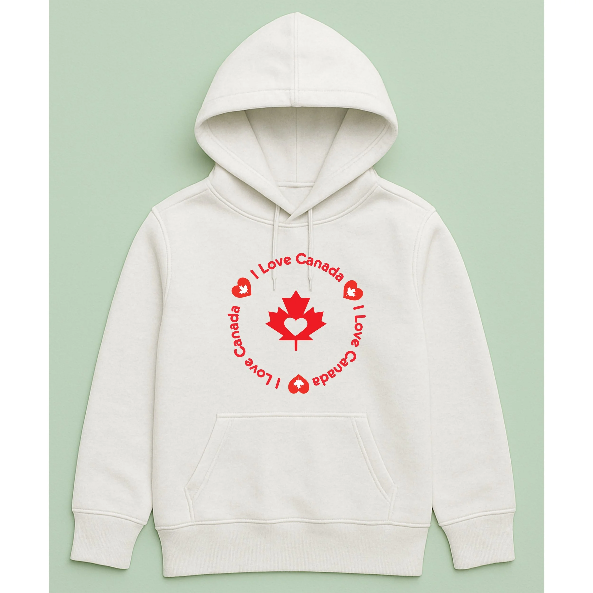 Kids I Love Canada Hoodie – Youth Maple Leaf Heart Pullover – Red Canada Kids Hoodie – Patriotic Youth Gift