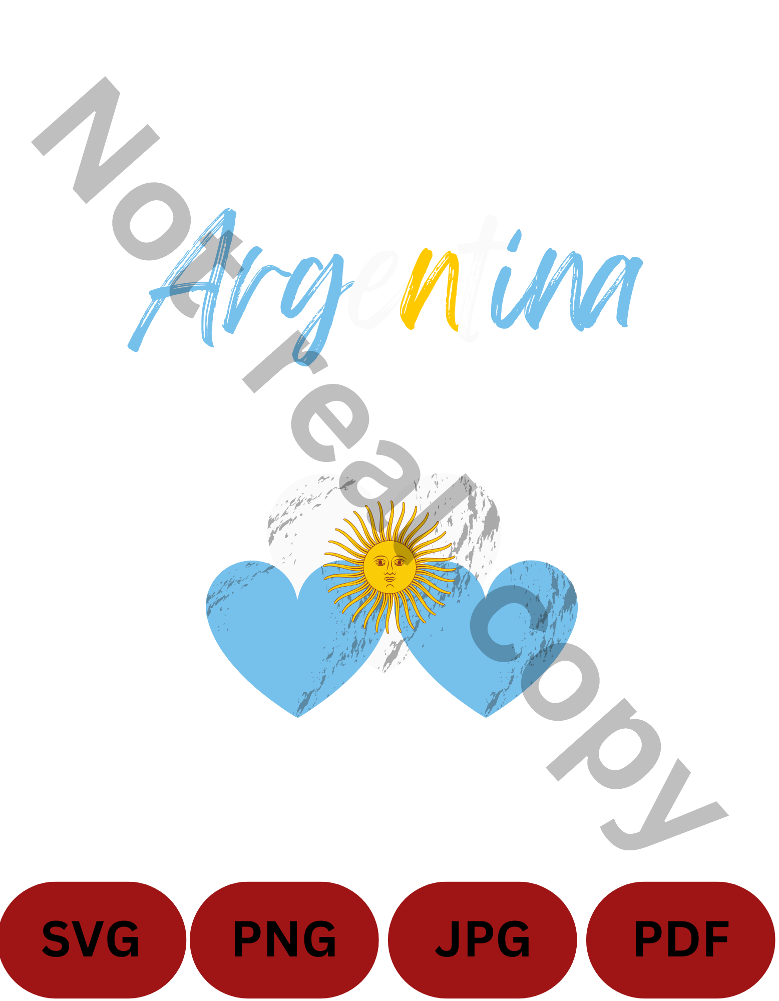Argentina Hearts SVG, PNG, JPG, PDF – Blue White Yellow Heart Digital Download – Patriotic Clipart – Argentina Cricut Cut File